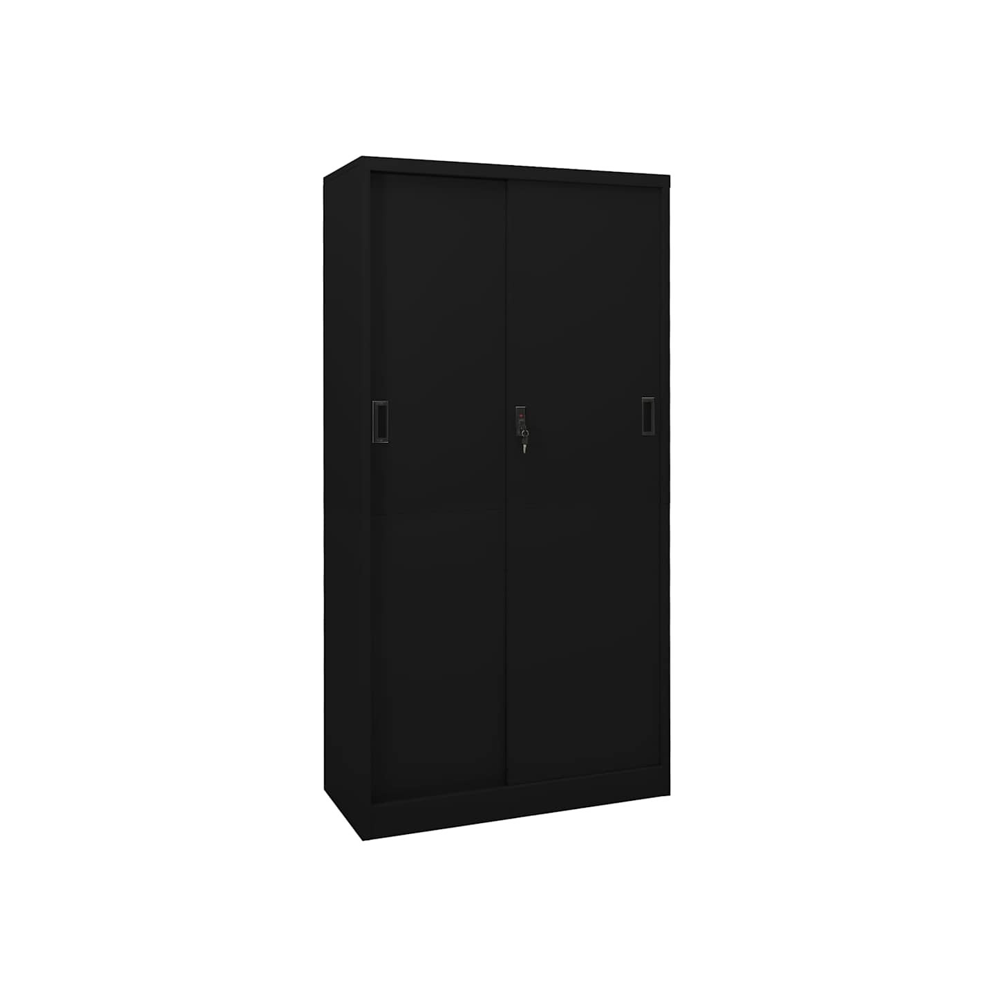 Armoire de bureau avec porte coulissante Noir 90x40x180cm Acier