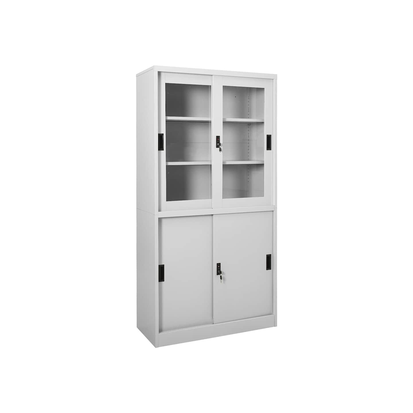 Armoire à bureau porte coulissante Gris clair 90x40x180cm Acier