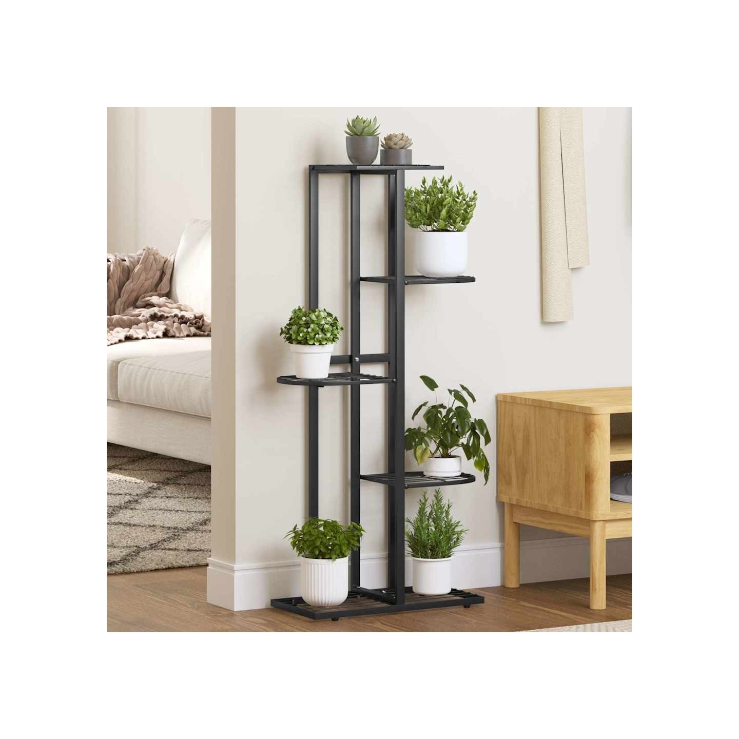 Support pour plantes 5 niveaux 43x22x98 cm Noir Métal