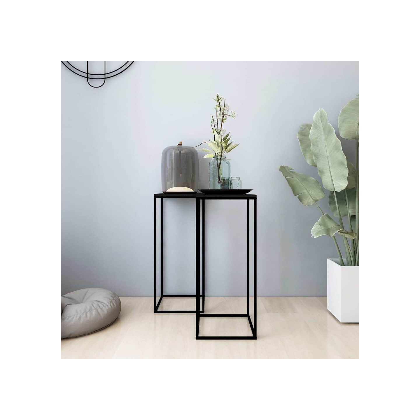 Tables d'appoint 2 pcs Noir Acier
