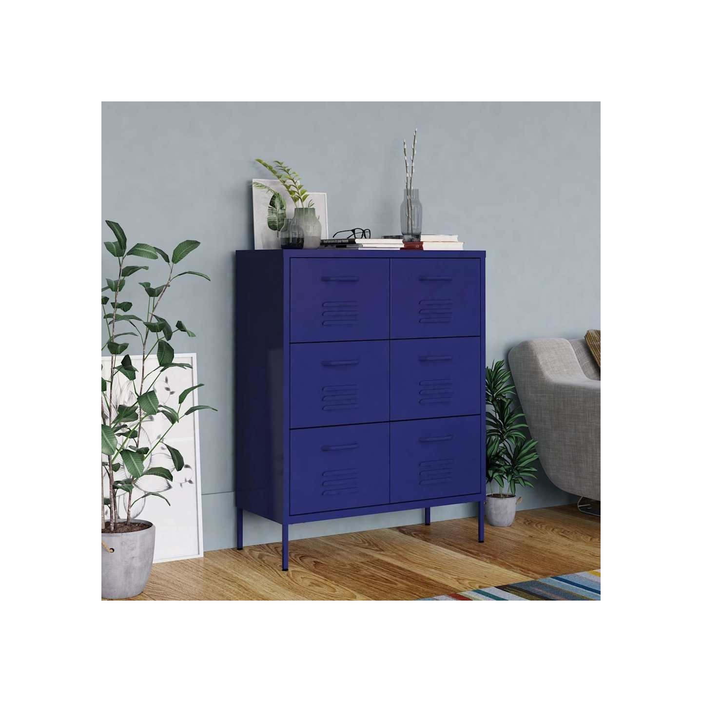 Armoire à tiroirs Bleu marine 80x35x101,5 cm Acier