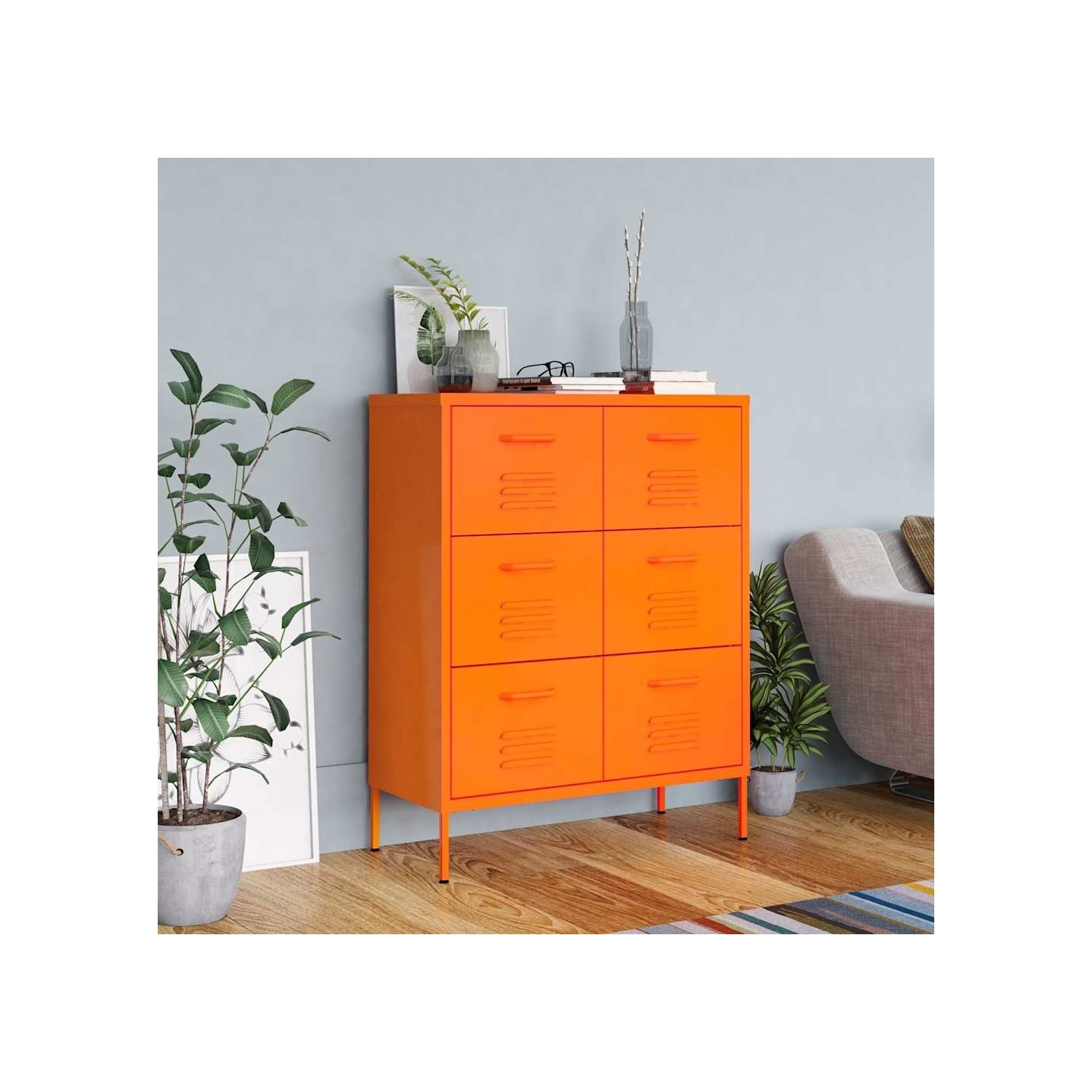 Armoire à tiroirs Orange 80x35x101,5 cm Acier