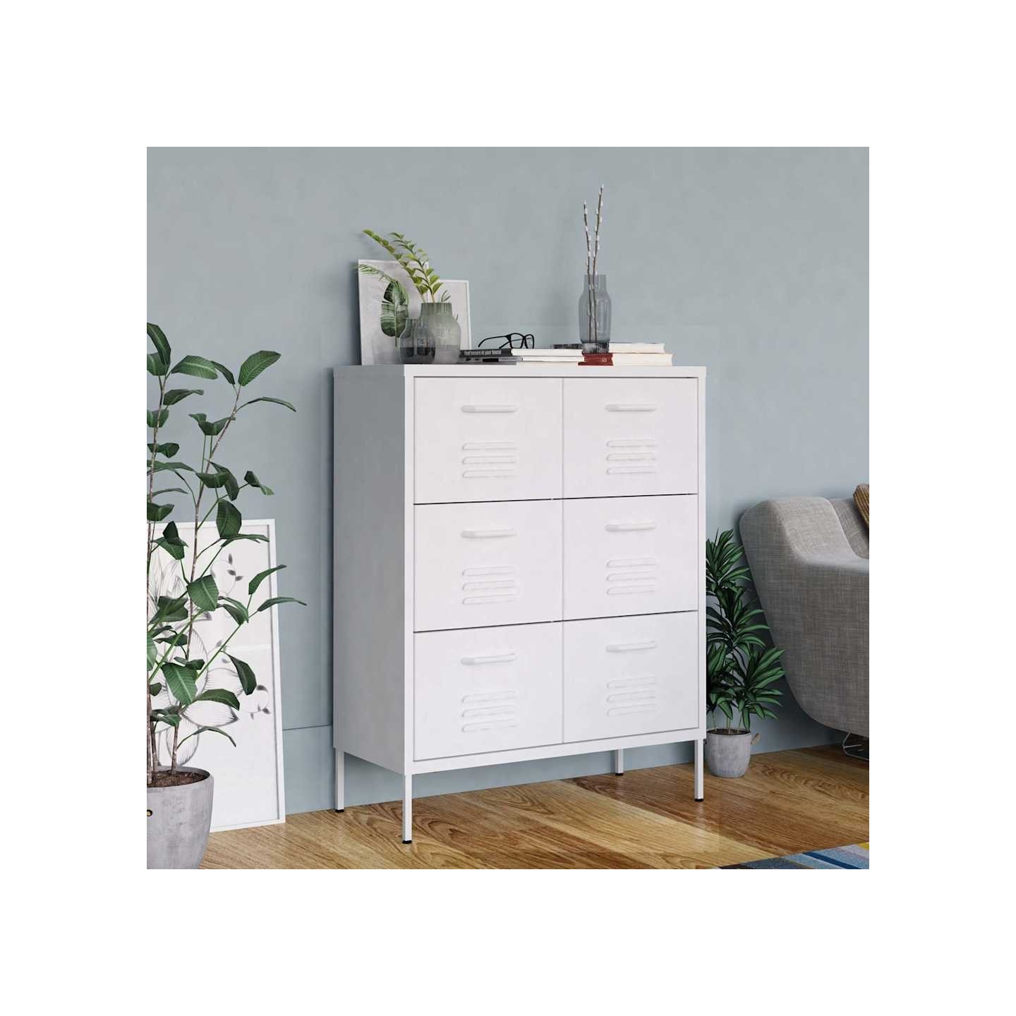 Armoire à tiroirs Blanc 80x35x101,5 cm Acier