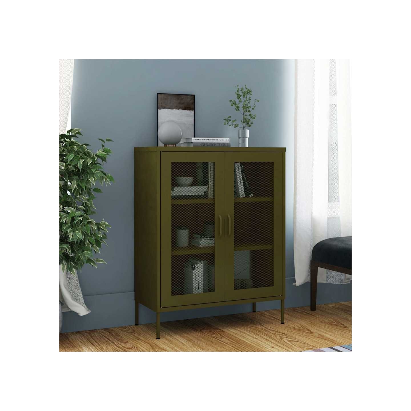 Armoire de rangement Vert olive 80x35x101,5 cm Acier