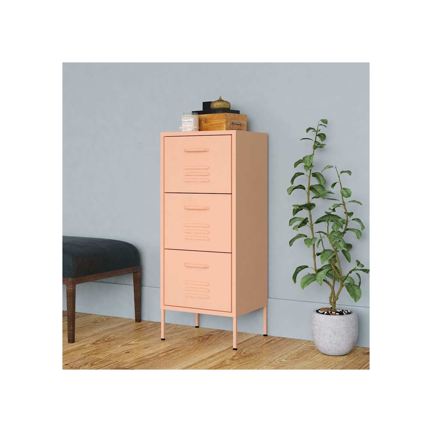 Armoire de rangement Rose 42,5x35x101,5 cm Acier