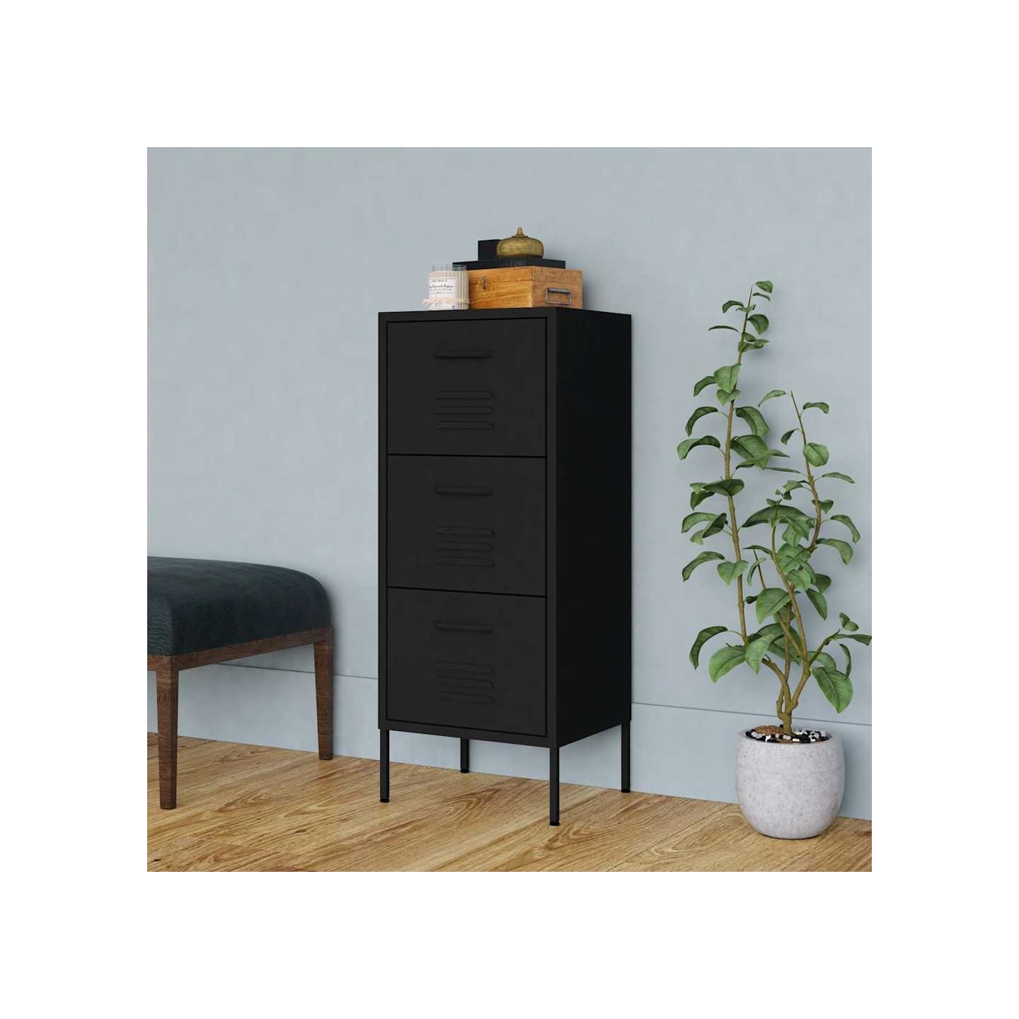 Armoire de rangement Noir 42,5x35x101,5 cm Acier