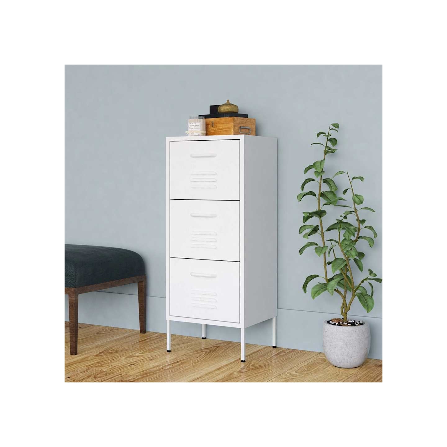 Armoire de rangement Blanc 42,5x35x101,5 cm Acier