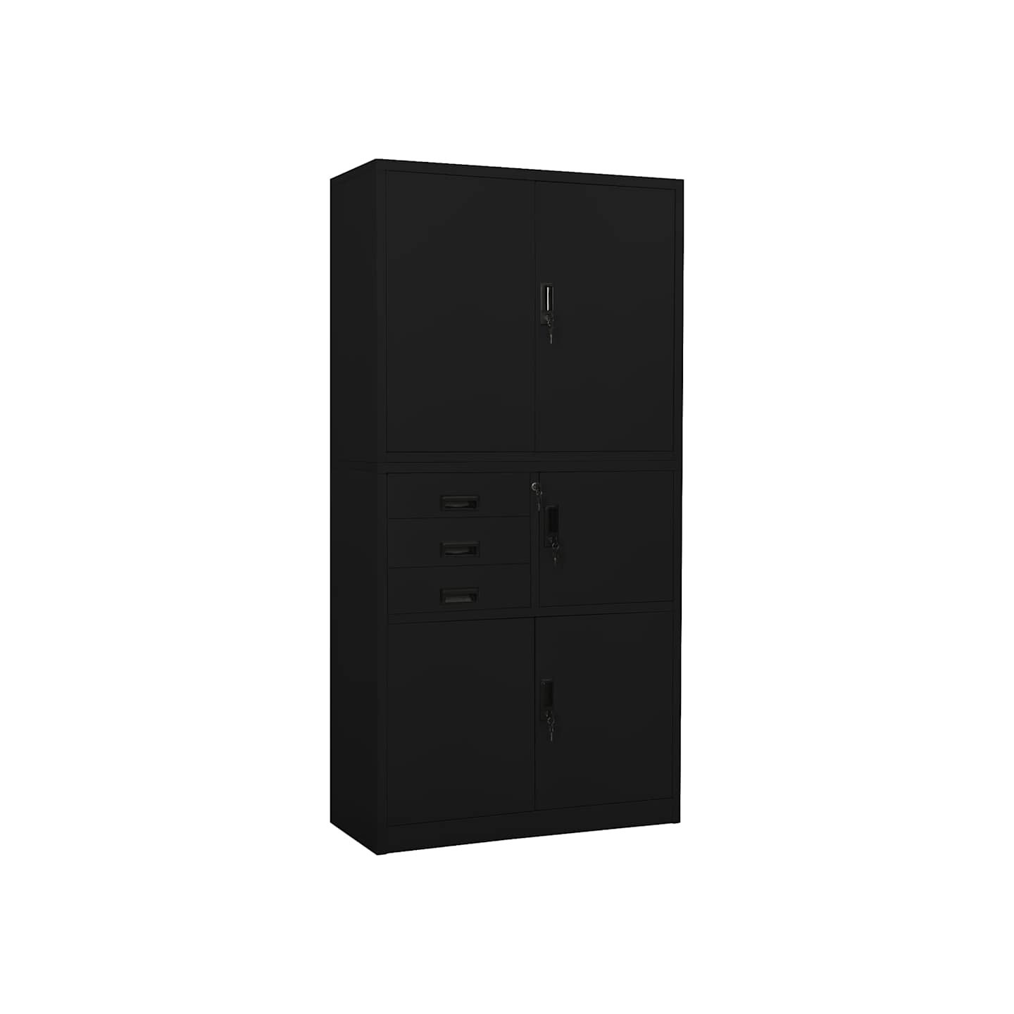 Armoire de bureau Noir 90x40x180 cm Acier