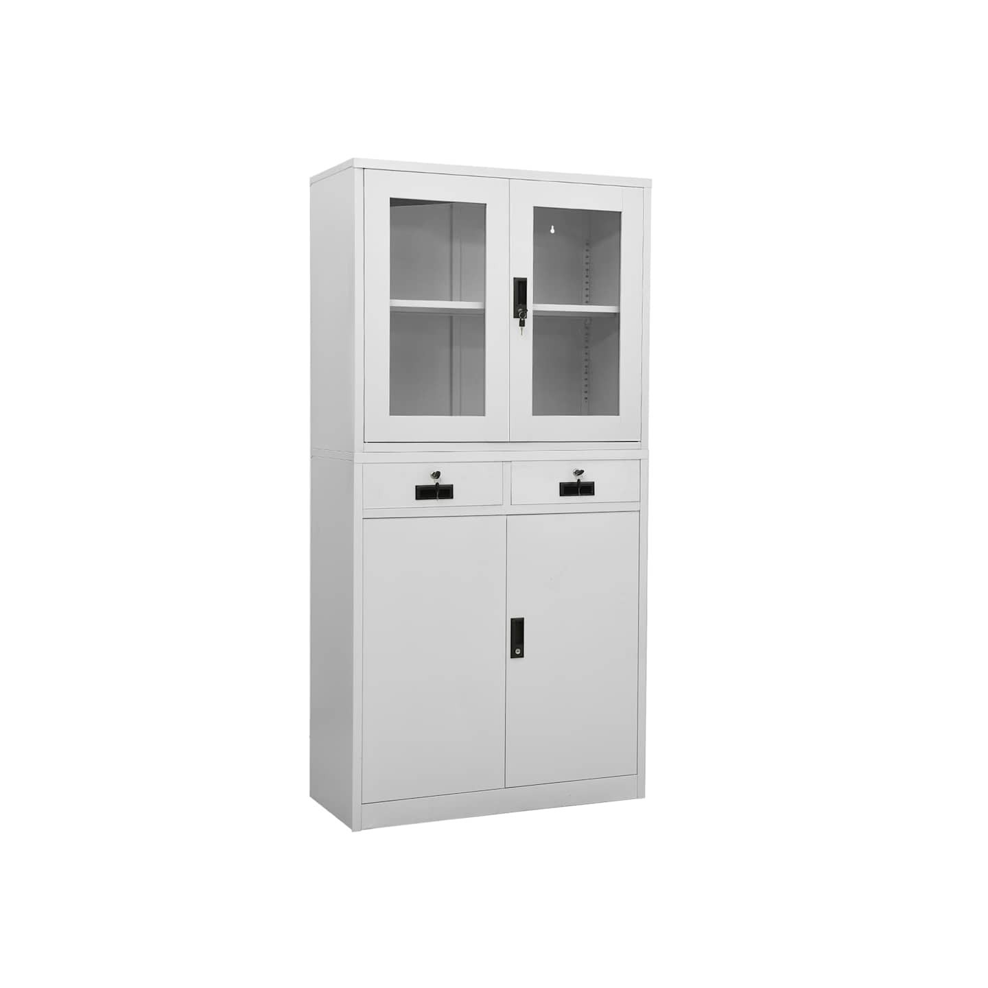 Armoire de bureau Gris clair 90x40x180 cm Acier et verre trempé