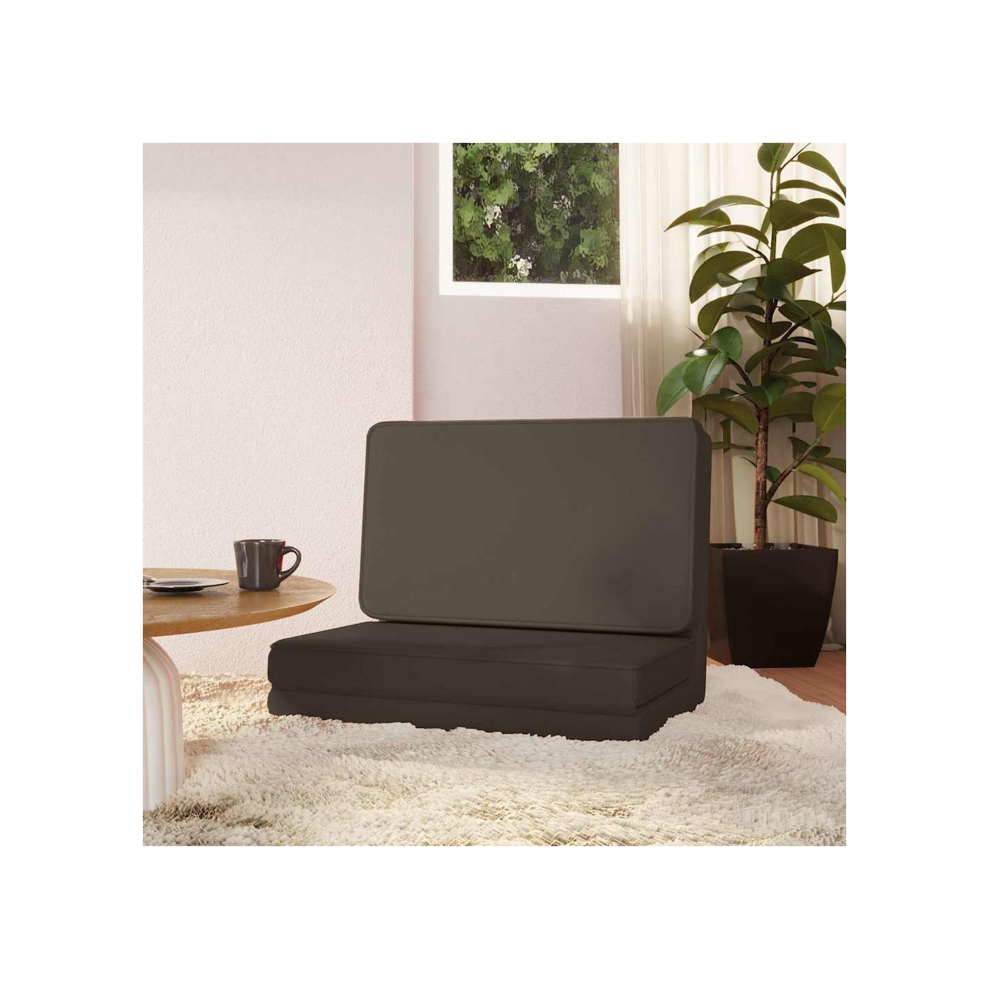 Chaise pliable de sol Anthracite Similicuir