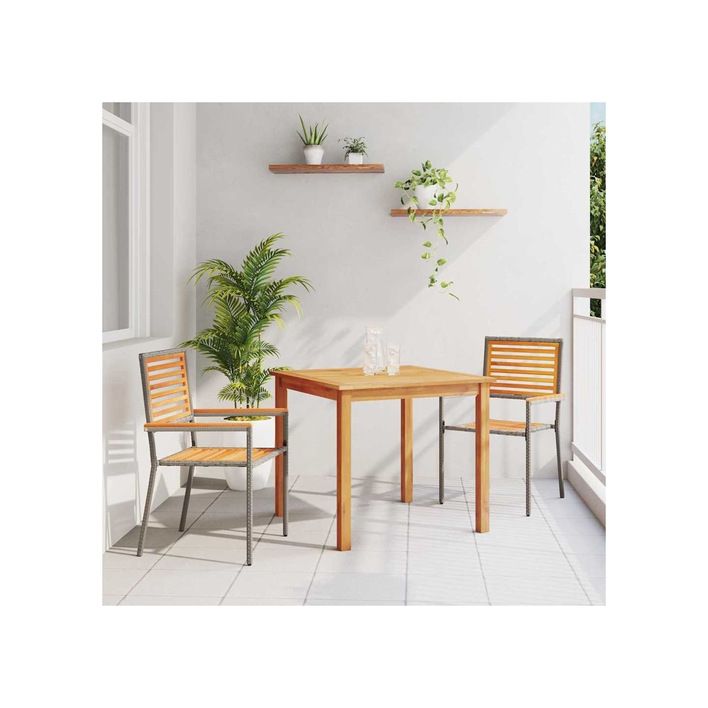 Ensemble de salle à manger pour jardin 3 pc Gris