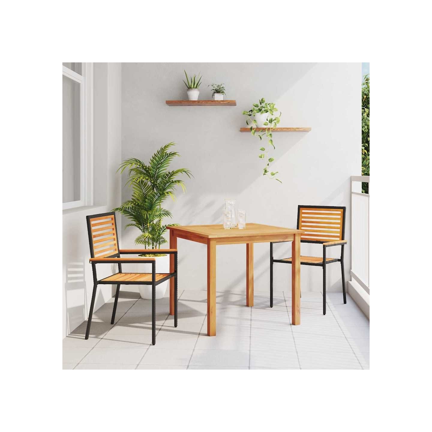 Ensemble de salle à manger pour jardin 3 pc Noir