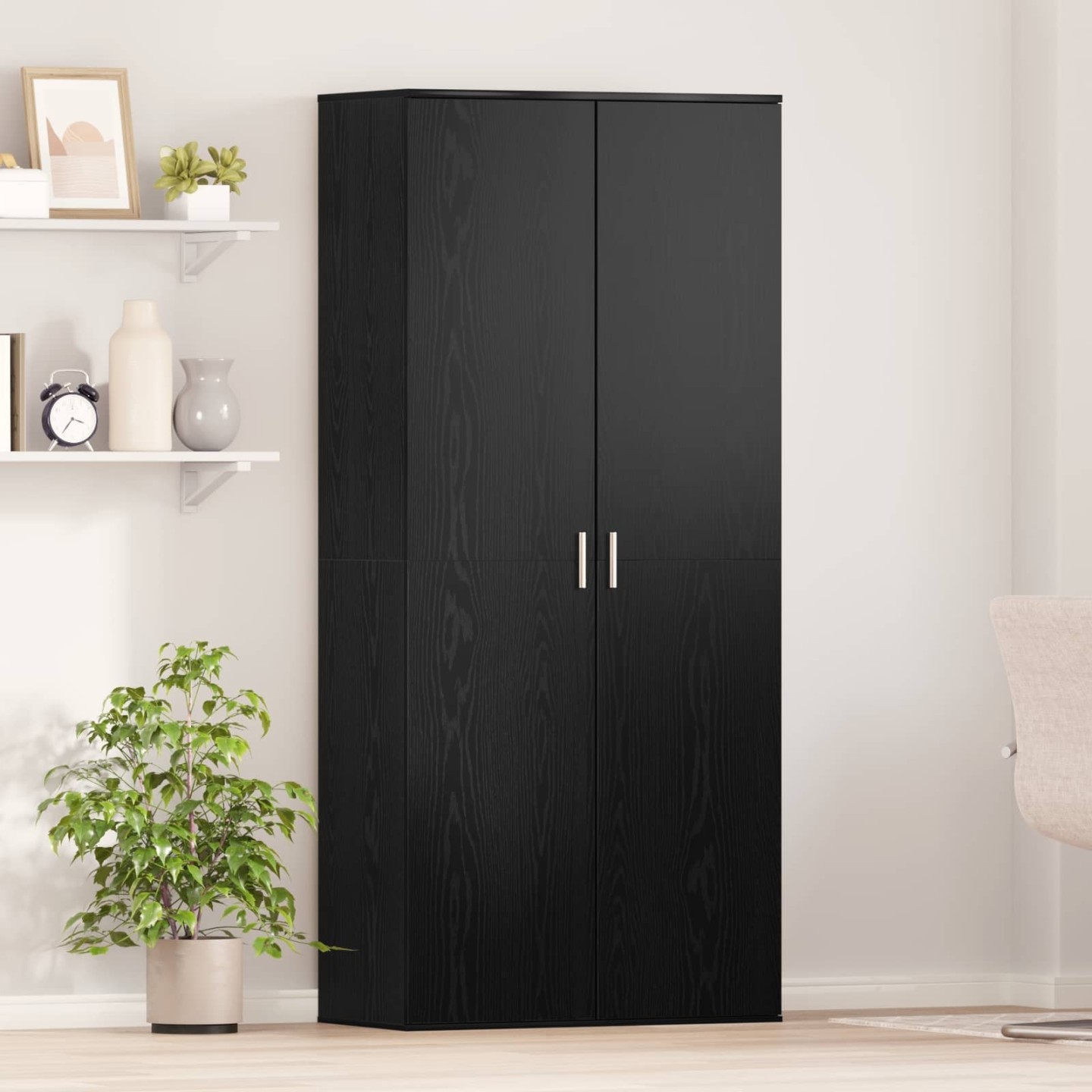 Haut Armoire 80 x 39 x 178 cm Bois d'ingénierie Chêne noir