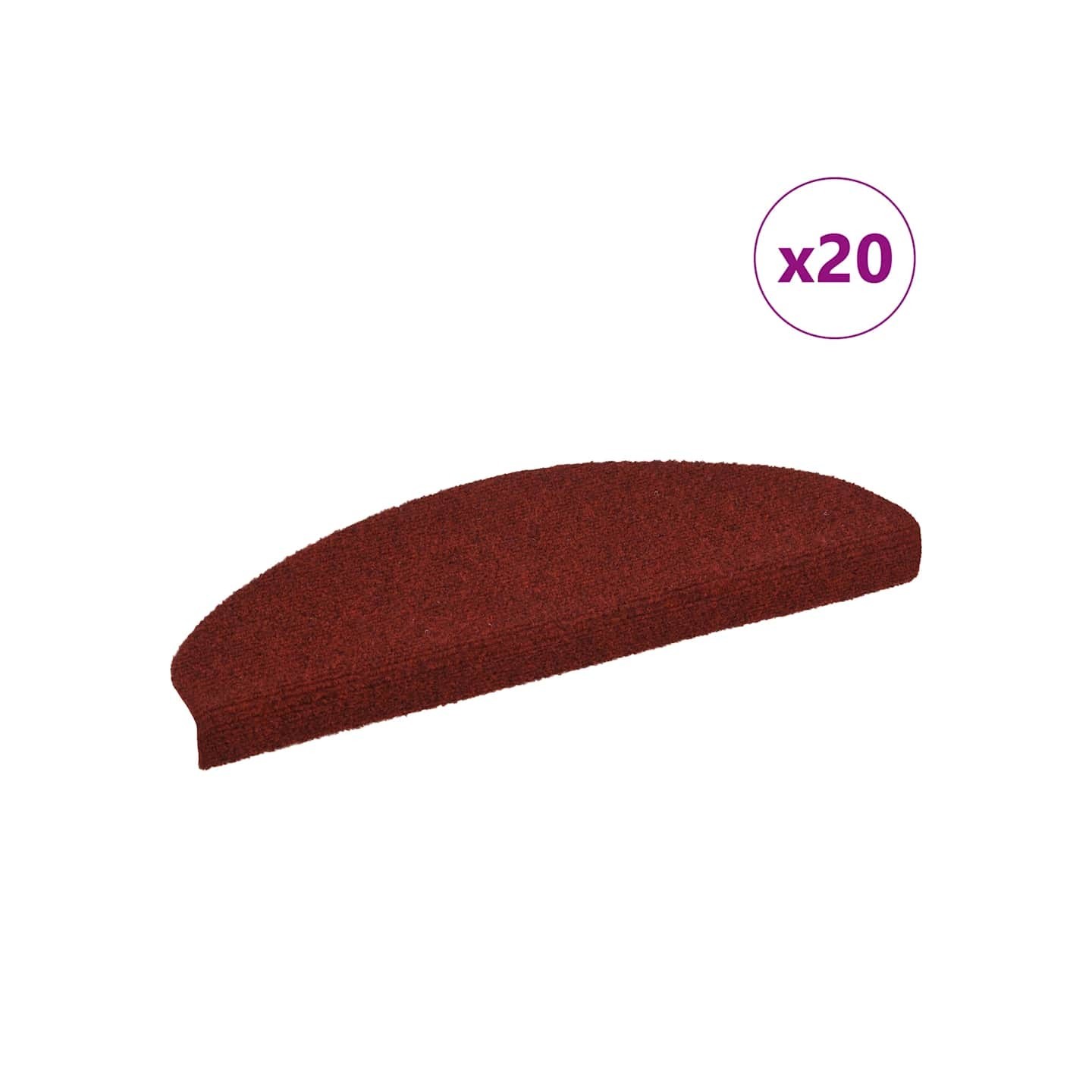 Tapis d'escalier autocollants 20 pièces 65 x 21 x 4 cm Bordeaux Rouge Demi-rond Grand