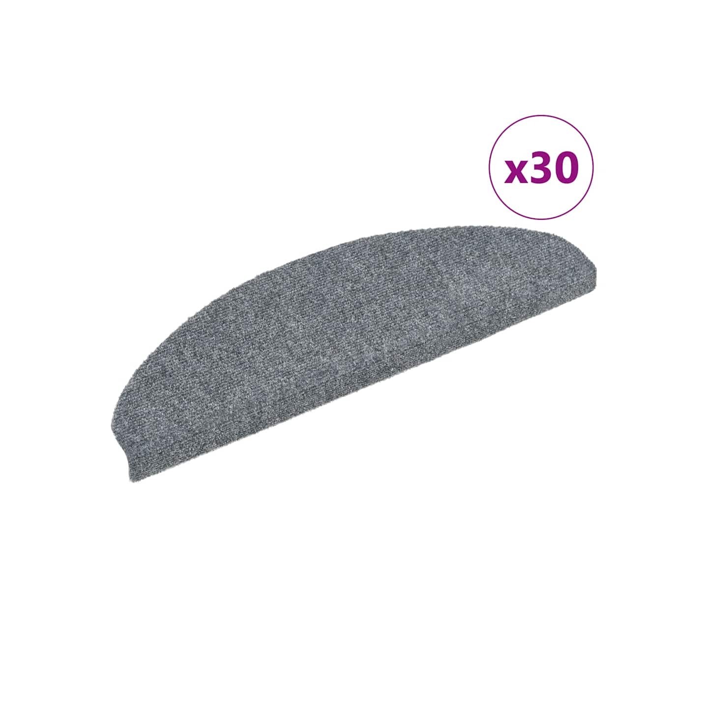 Tapis d'escalier autocollants 30 pièces 65x21x4 cm gris clair