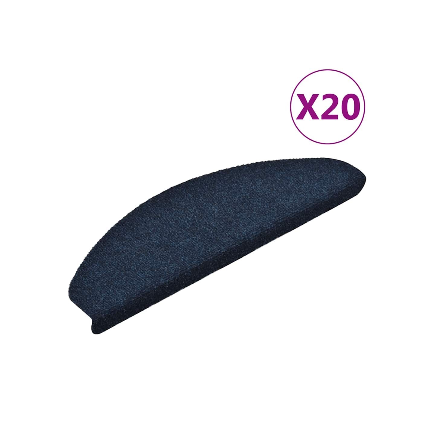 Tapis d'escalier autocollants 20 pièces 65 x 21 x 4 cm Bleu marine Demi-rond Grand