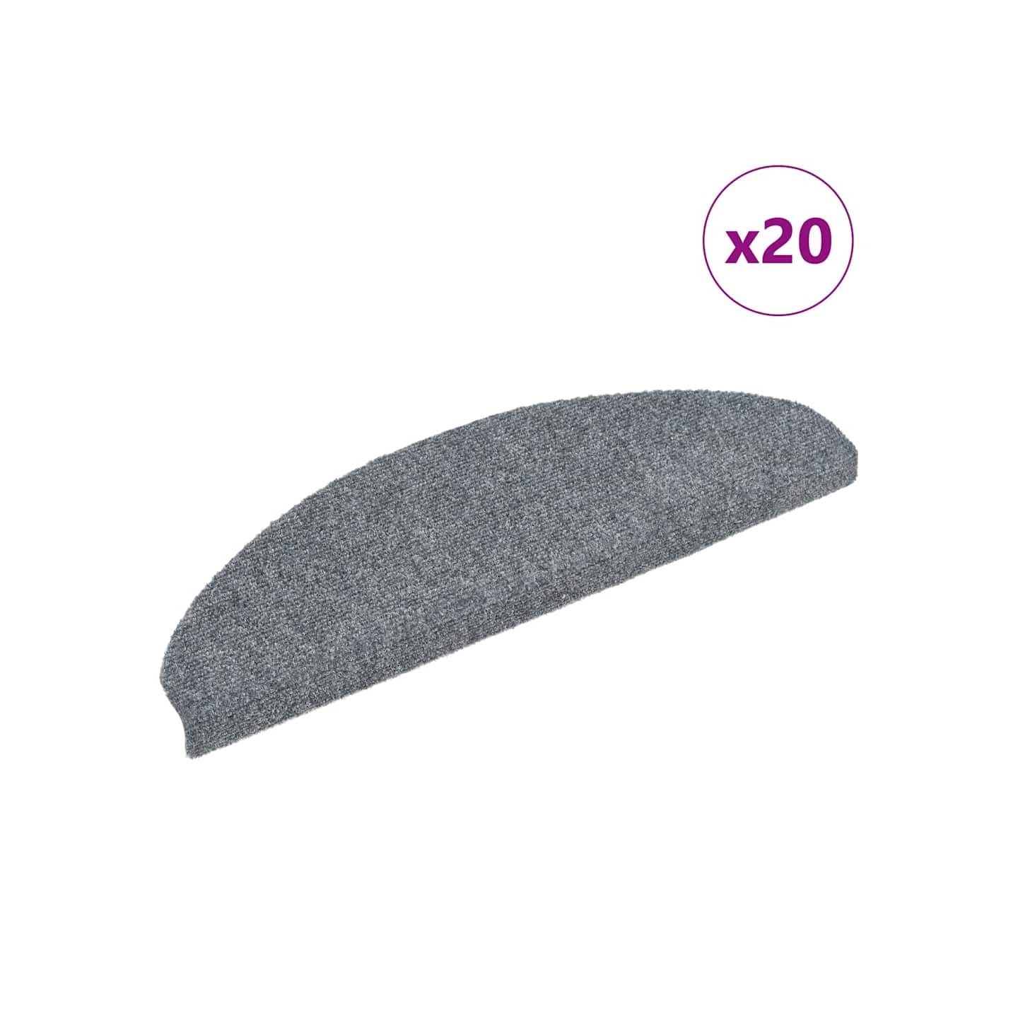 Tapis d'escalier autocollants 20 pièces 65x21x4 cm gris clair