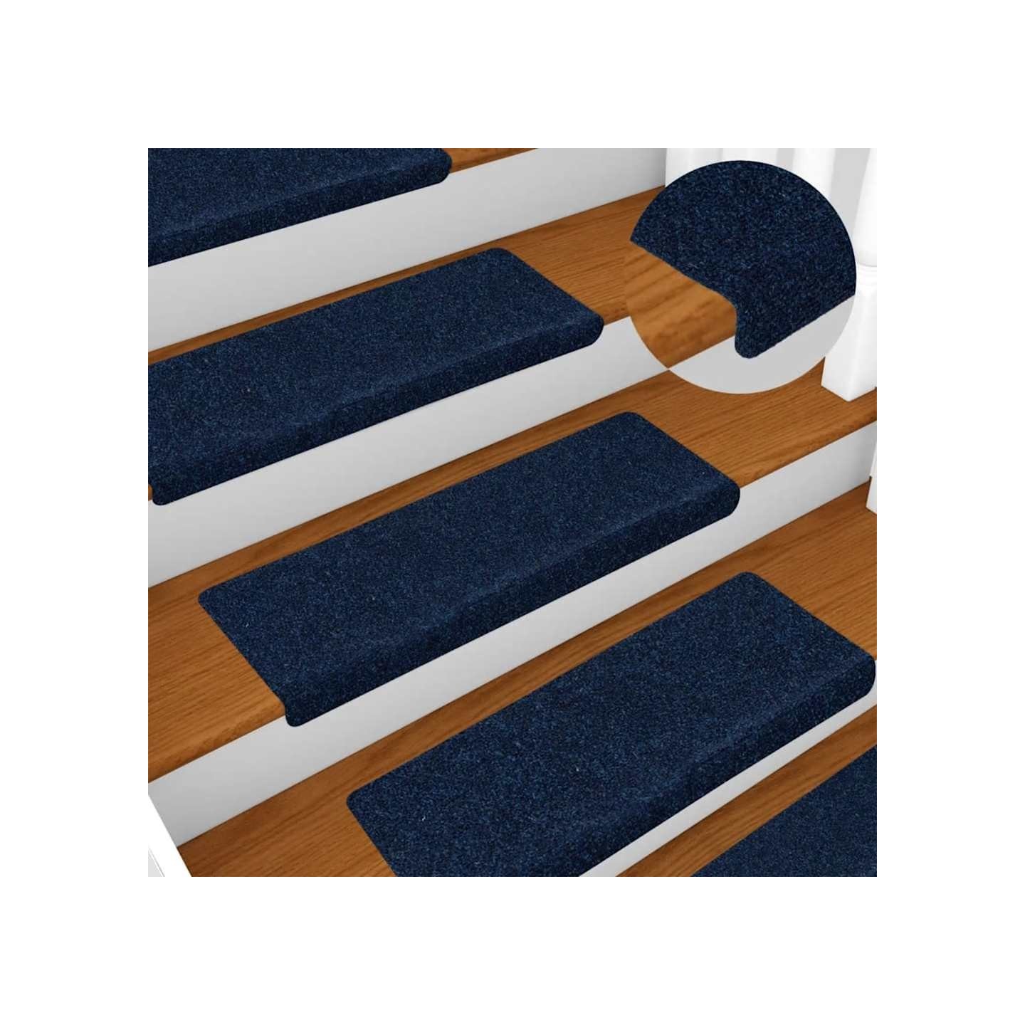 Tapis d'escalier autocollants 30 pièces 65 x 21 x 4 cm Bleu marine Bord rectangulaire