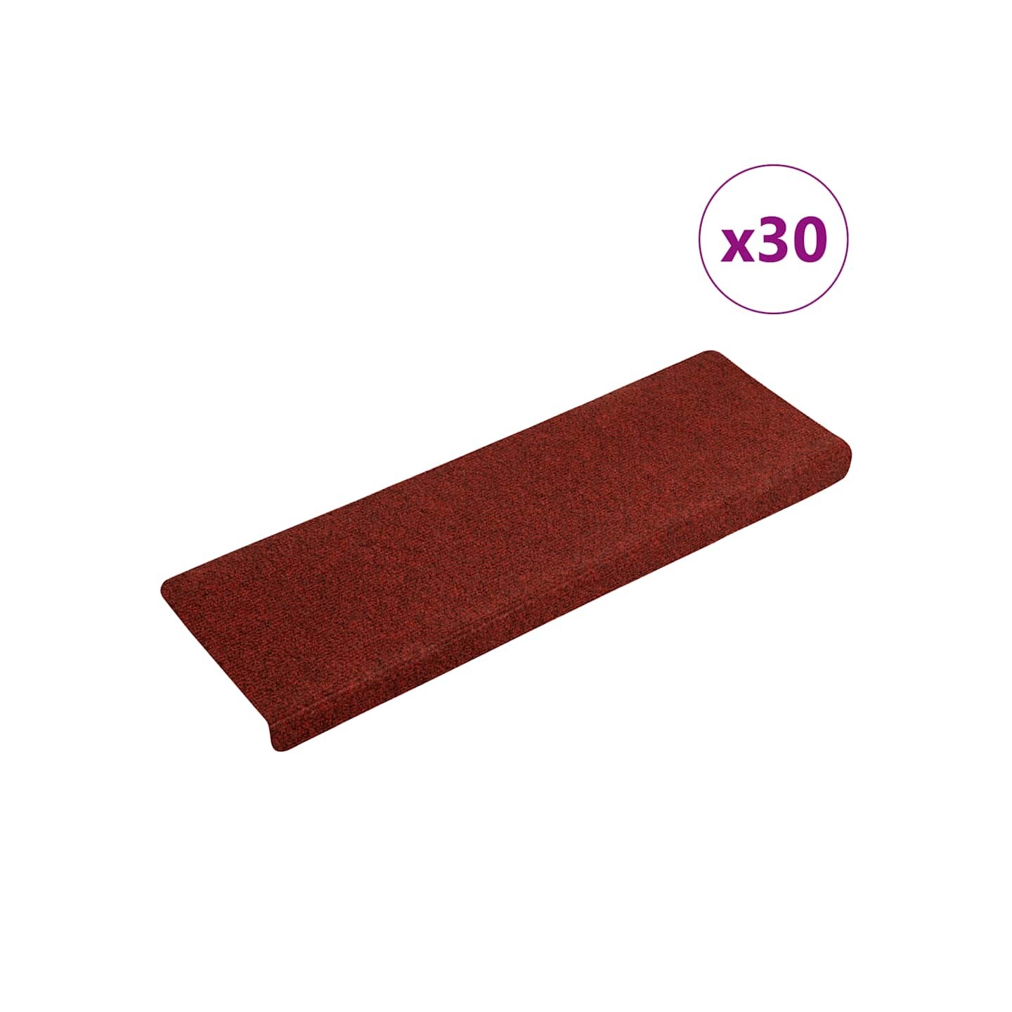 Tapis d'escalier autocollants 30 pièces 65 x 21 x 4 cm Bordure rectangulaire rouge bordeaux