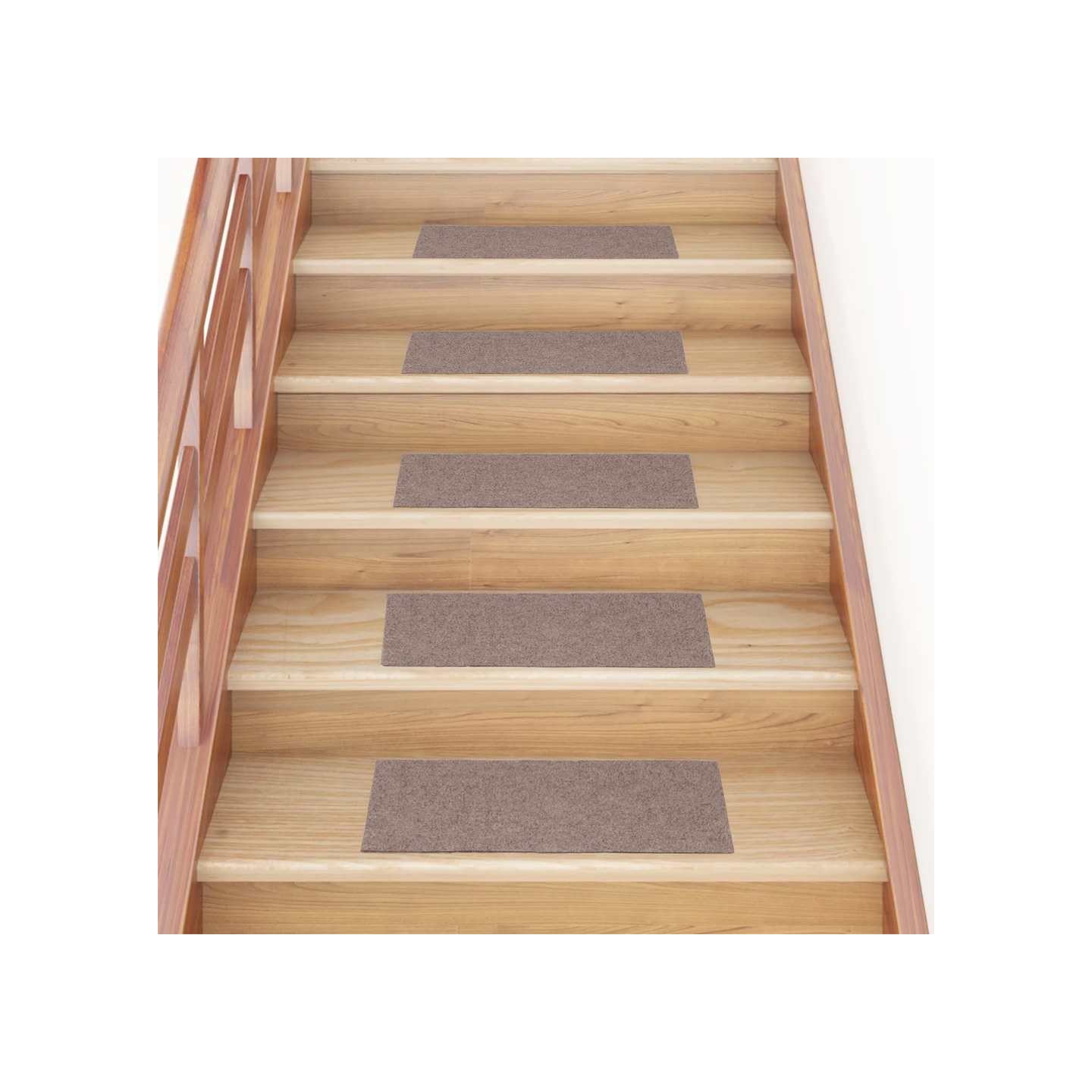 Tapis d'escalier autocollants 30 pièces 60x25 cm Marron clair