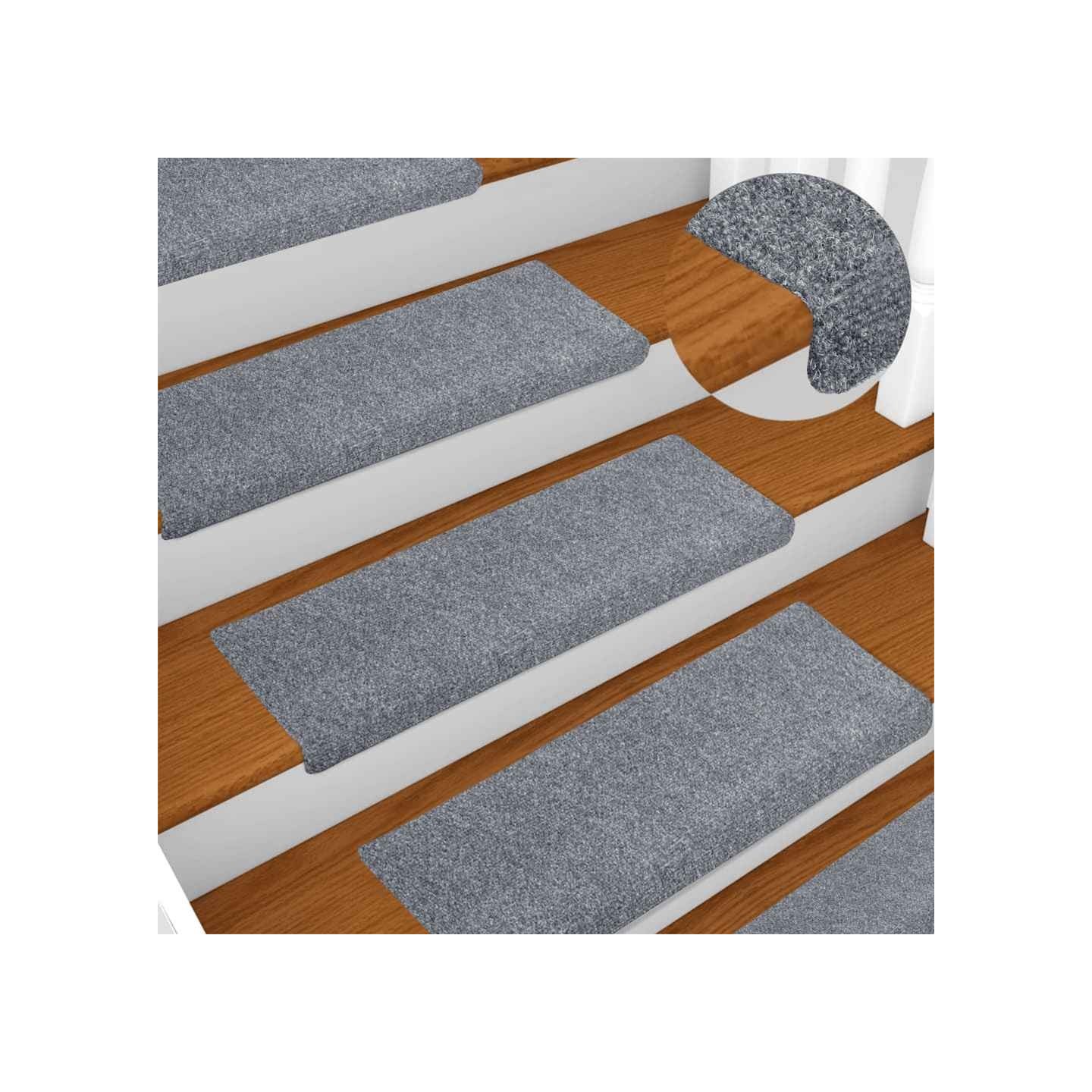 Tapis d'escalier autocollants , 20 pièces, 65 x 21 x 4 cm, gris clair, bord rectangulaire