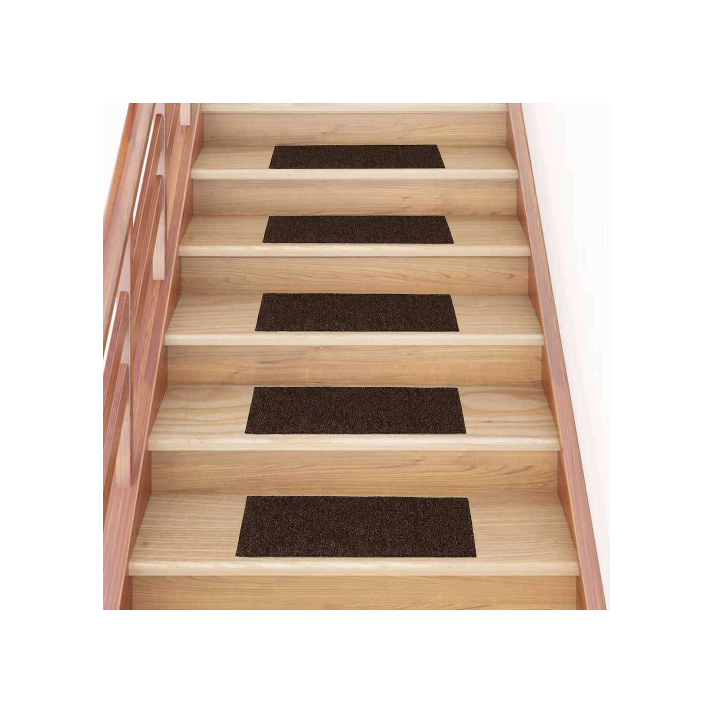 Tapis d'escalier autocollants 30 pièces 60x25 cm Marron