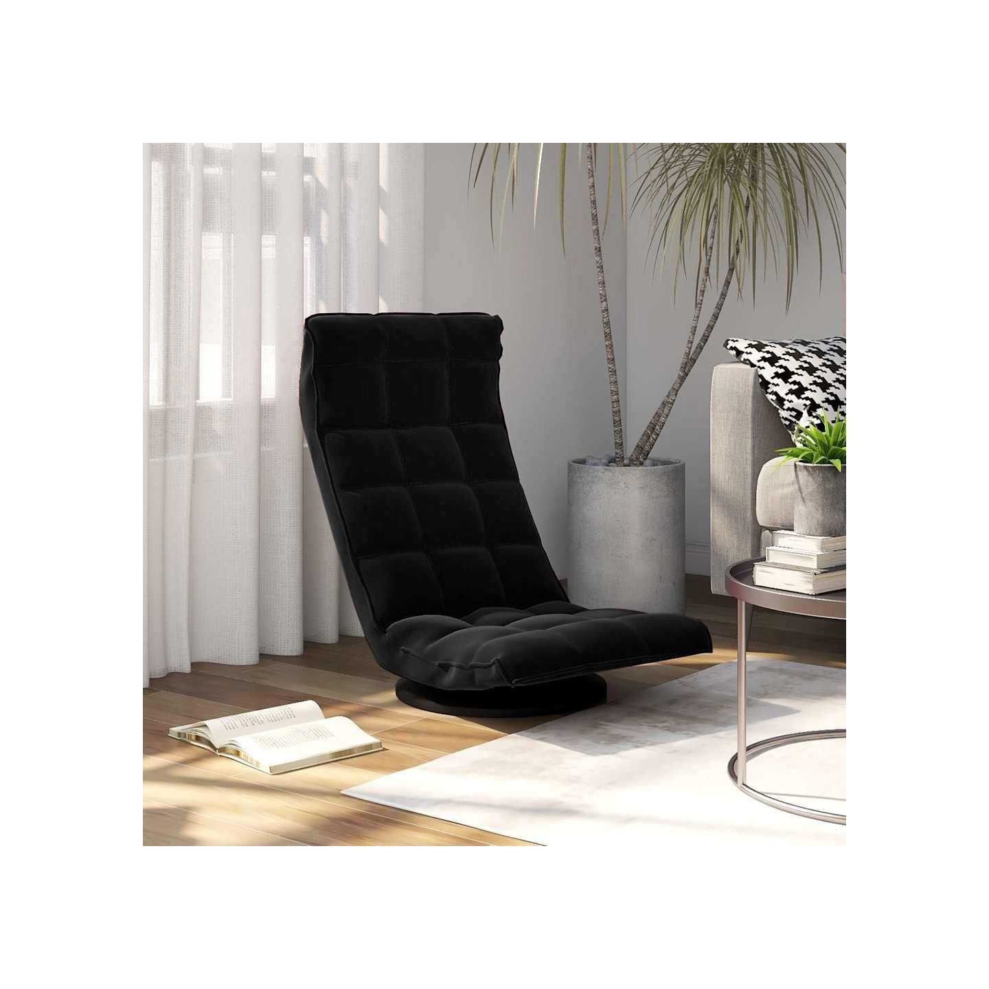 Chaise de sol pivotante Noir Velours