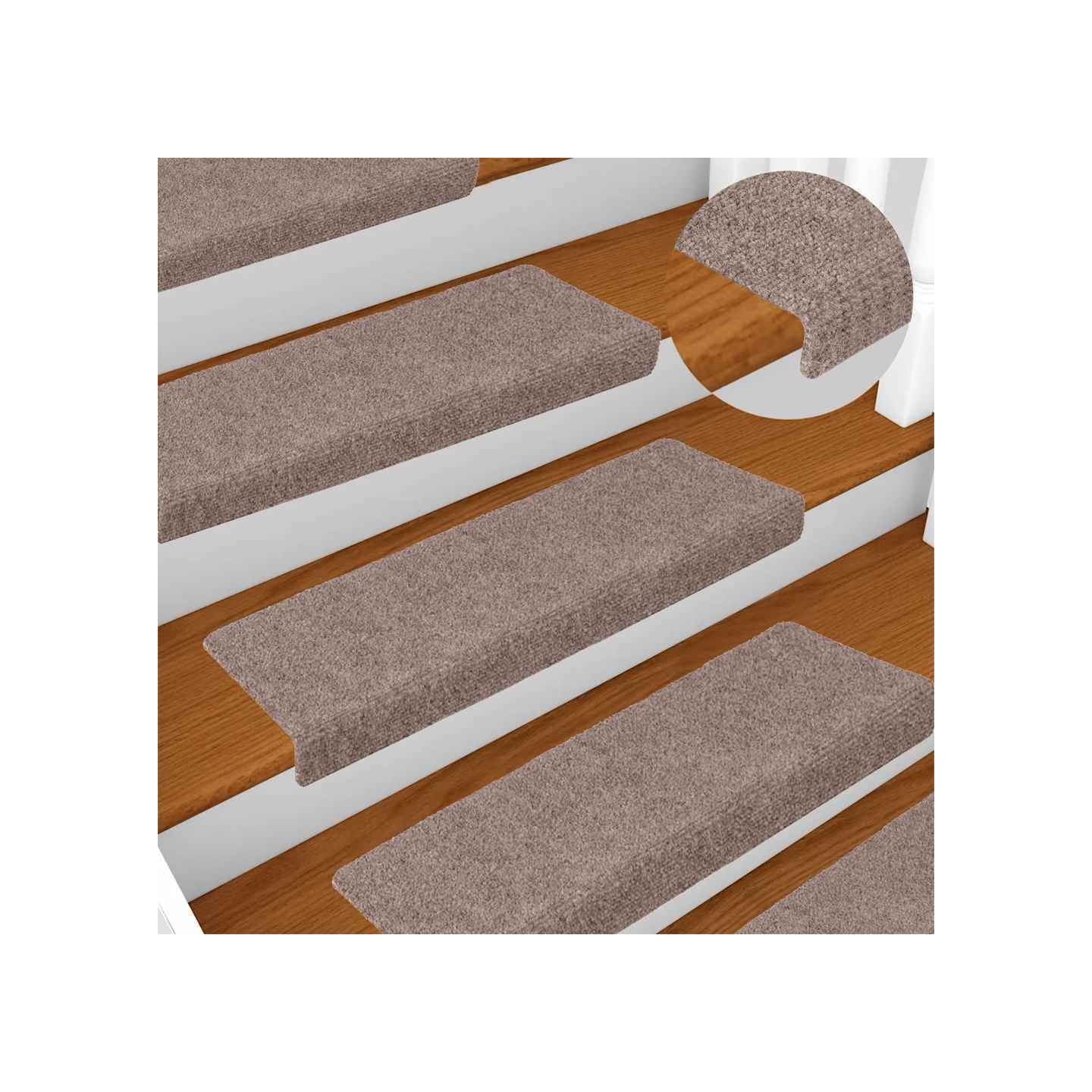 Tapis d'escalier autocollants 20 pièces 65 x 21 x 4 cm marron clair Bord rectangulaire