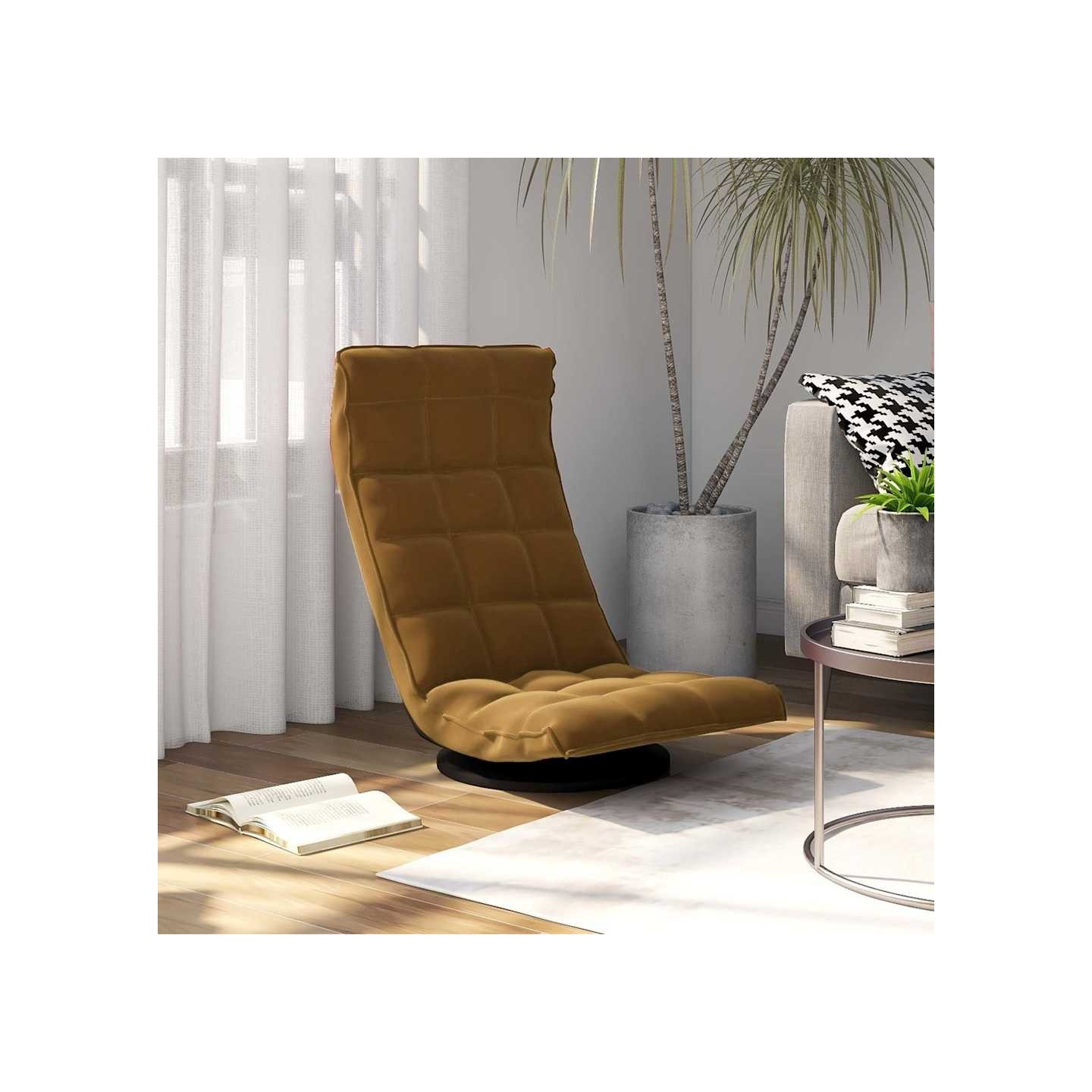 Chaise de sol pivotante Marron Velours