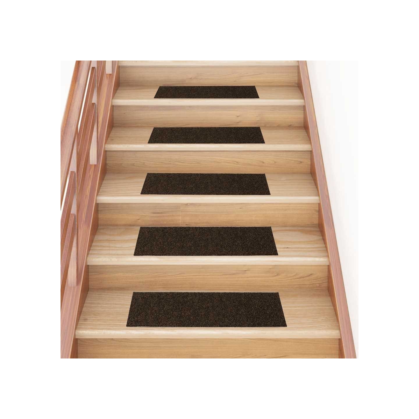 Tapis d'escalier autocollants 30 pièces 76x20 cm Marron