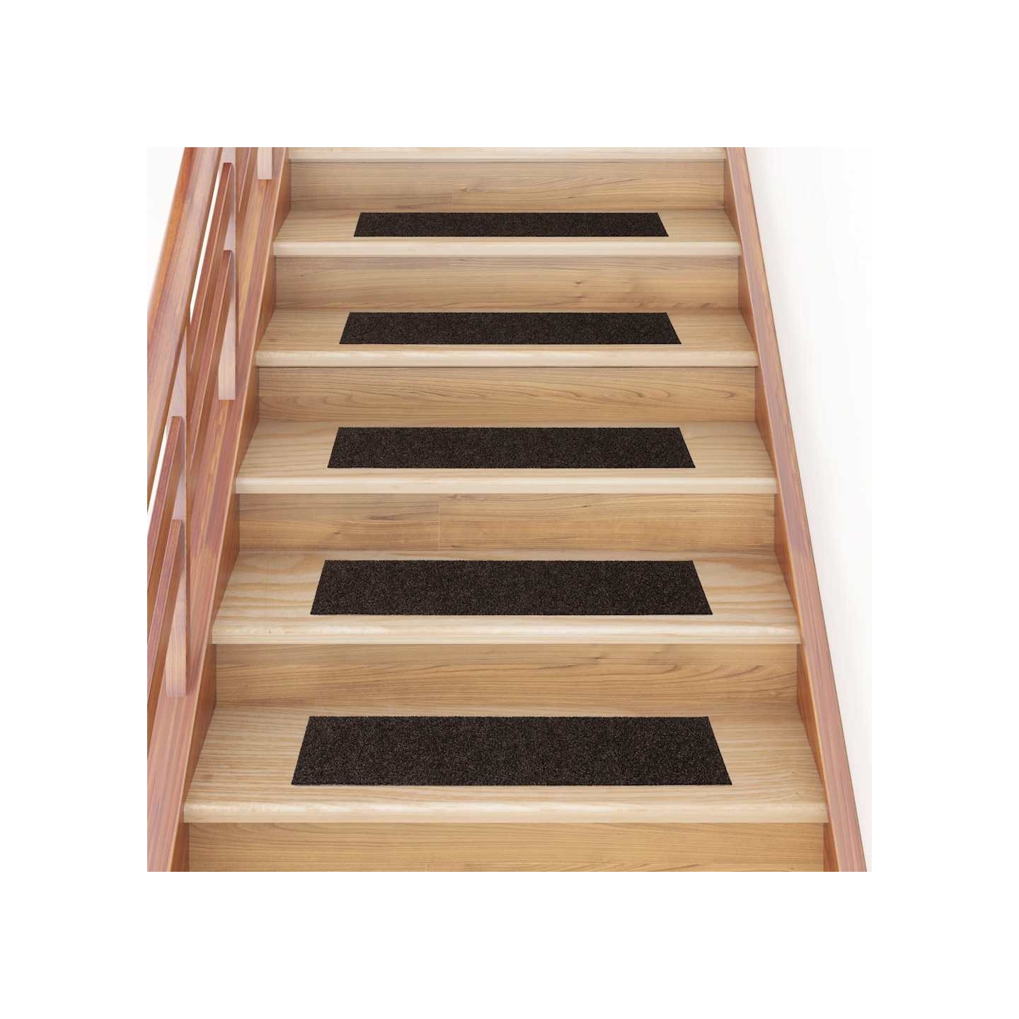 Tapis d'escalier autocollants 30 pièces 76x20 cm Marron foncé