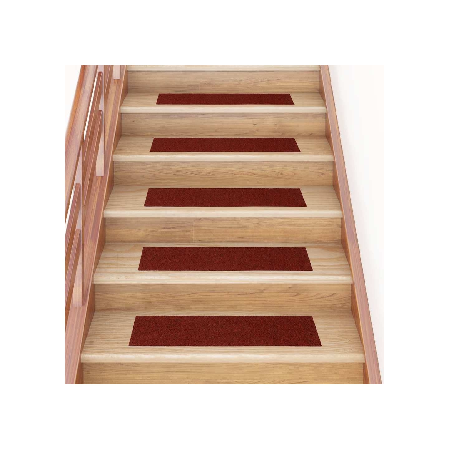 Tapis d'escalier autocollants 30 pièces 76x20 cm Rouge bordeaux
