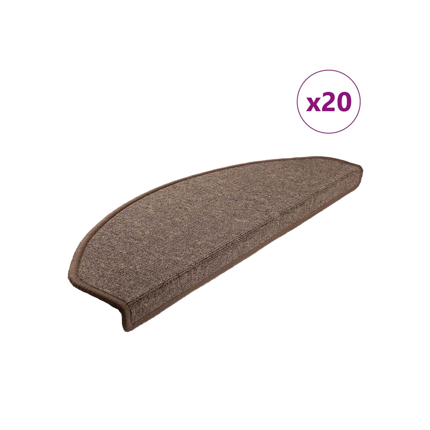 Tapis d'escalier 20 pièces 65 x 24 x 4 cm Marron café Demi-rond Grand