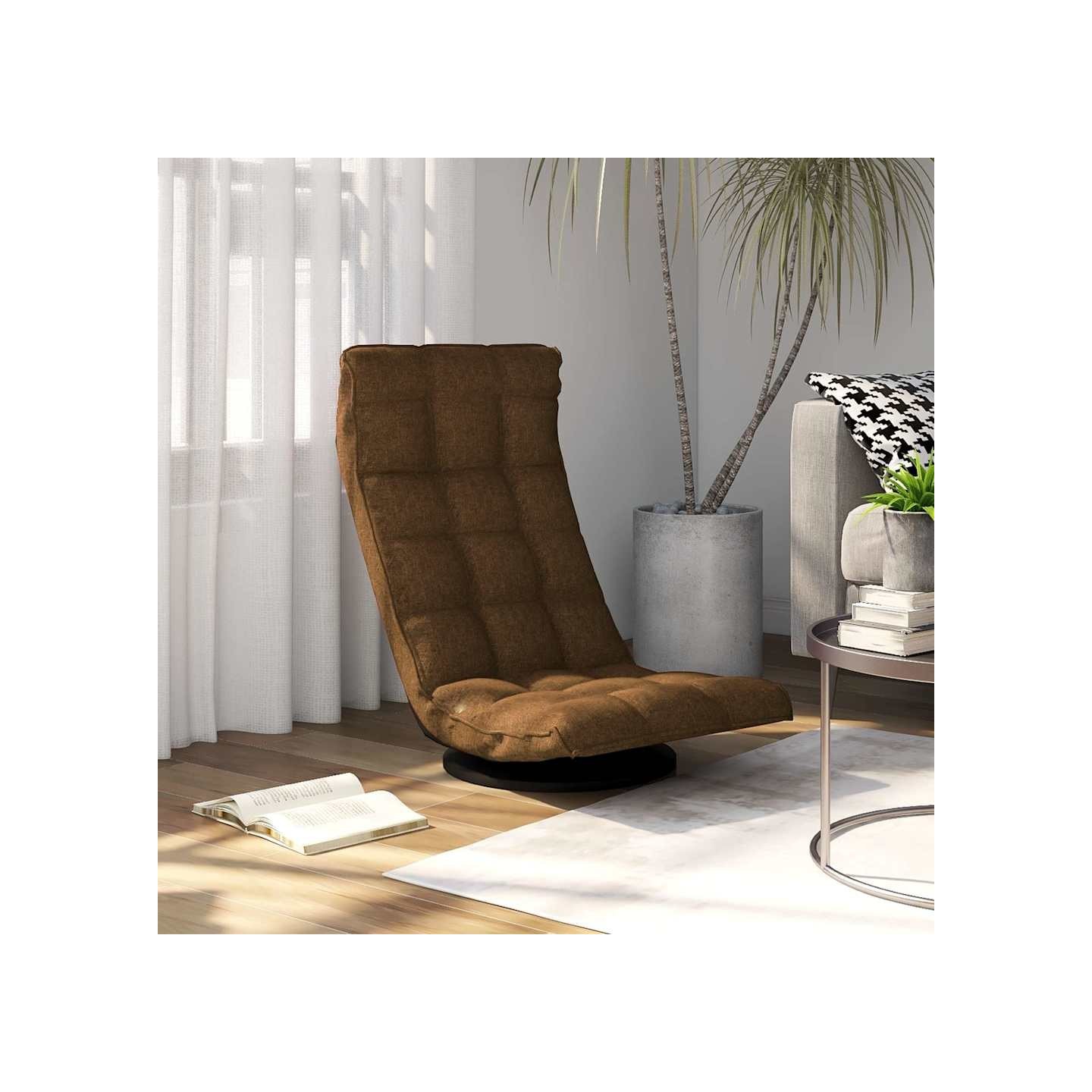 Chaise de sol pivotante Marron Tissu