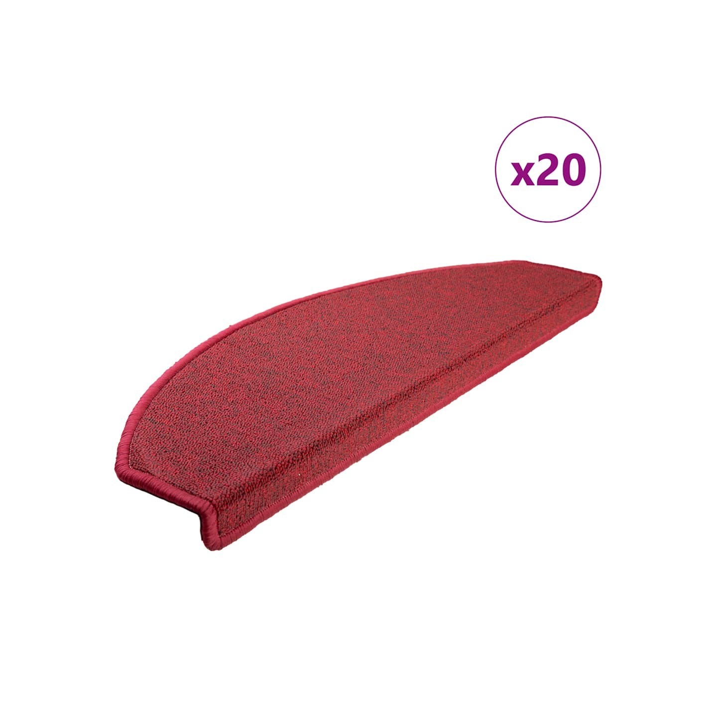 Tapis d'escalier 20 pièces 65 x 24 x 4 cm Rouge Demi-rond Grand