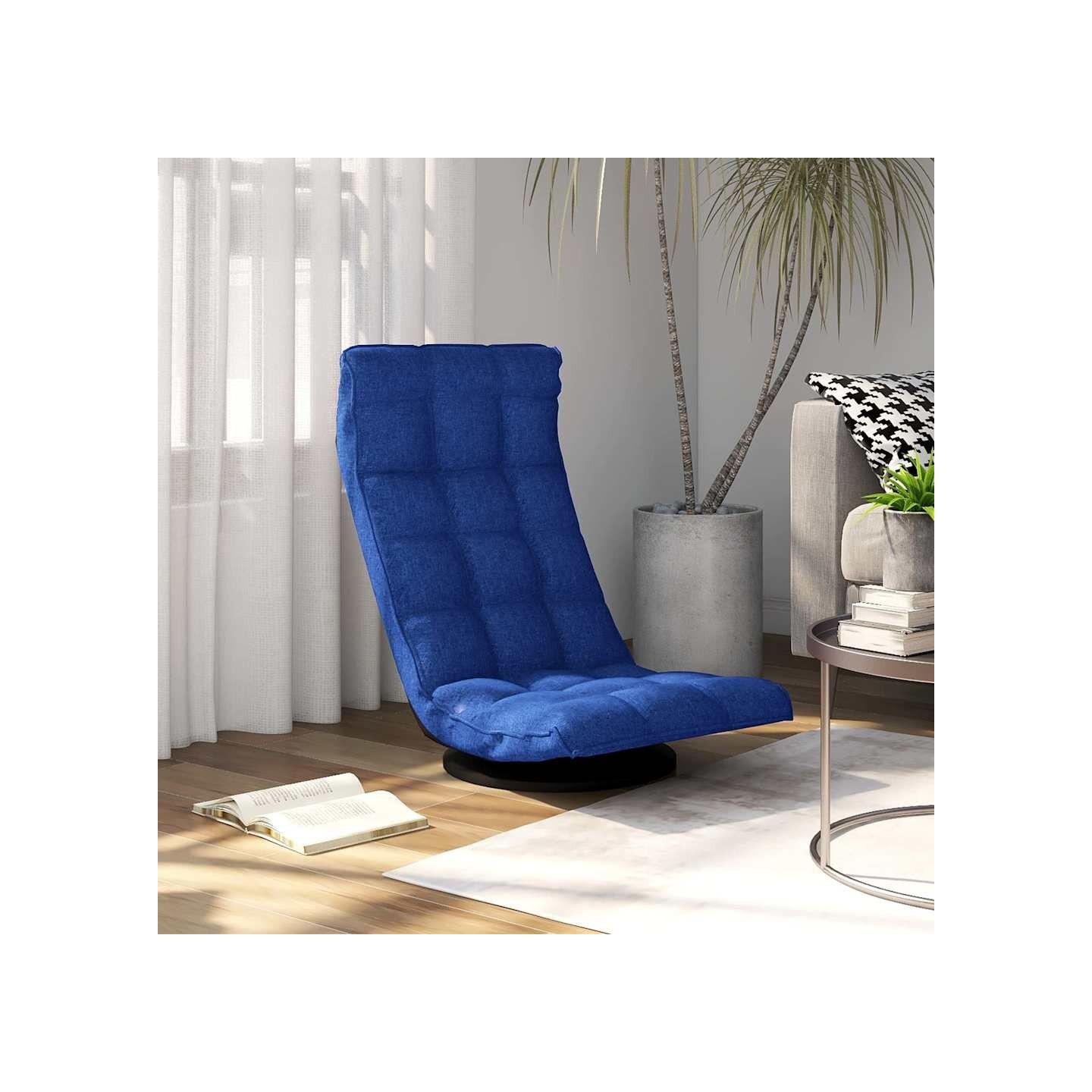 Chaise de sol pivotante Bleu Tissu
