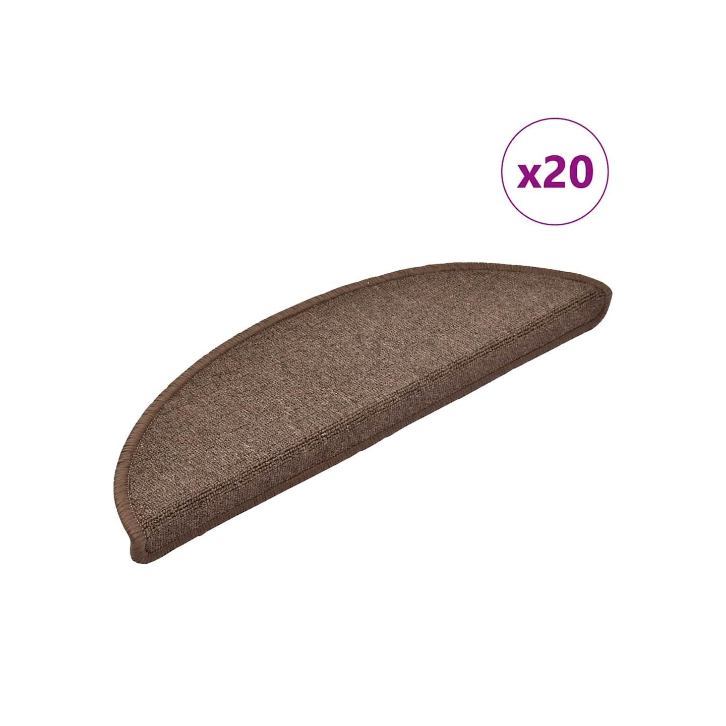 Tapis d'escalier 20 pièces 56x17x3 cm Marron café Demi-rond