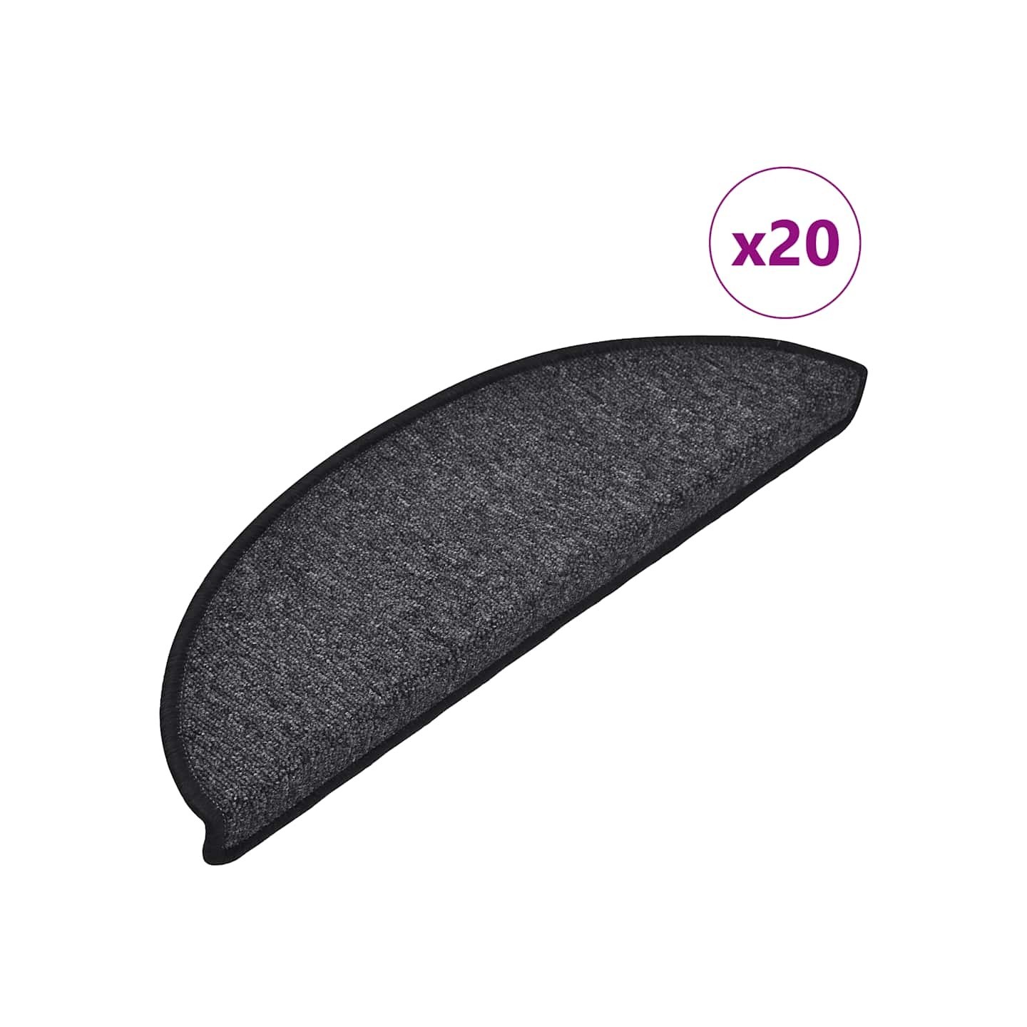 Tapis d'escalier 20 pièces 56 x 17 x 3 cm Anthracite Demi-rond