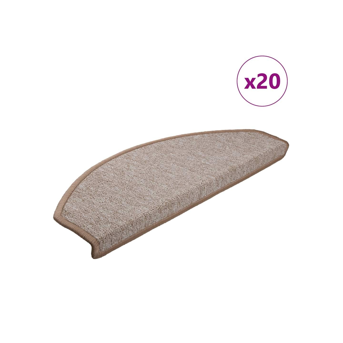 Tapis d'escalier 20 pièces 65 x 24 x 4 cm Marron clair Demi-rond Grand