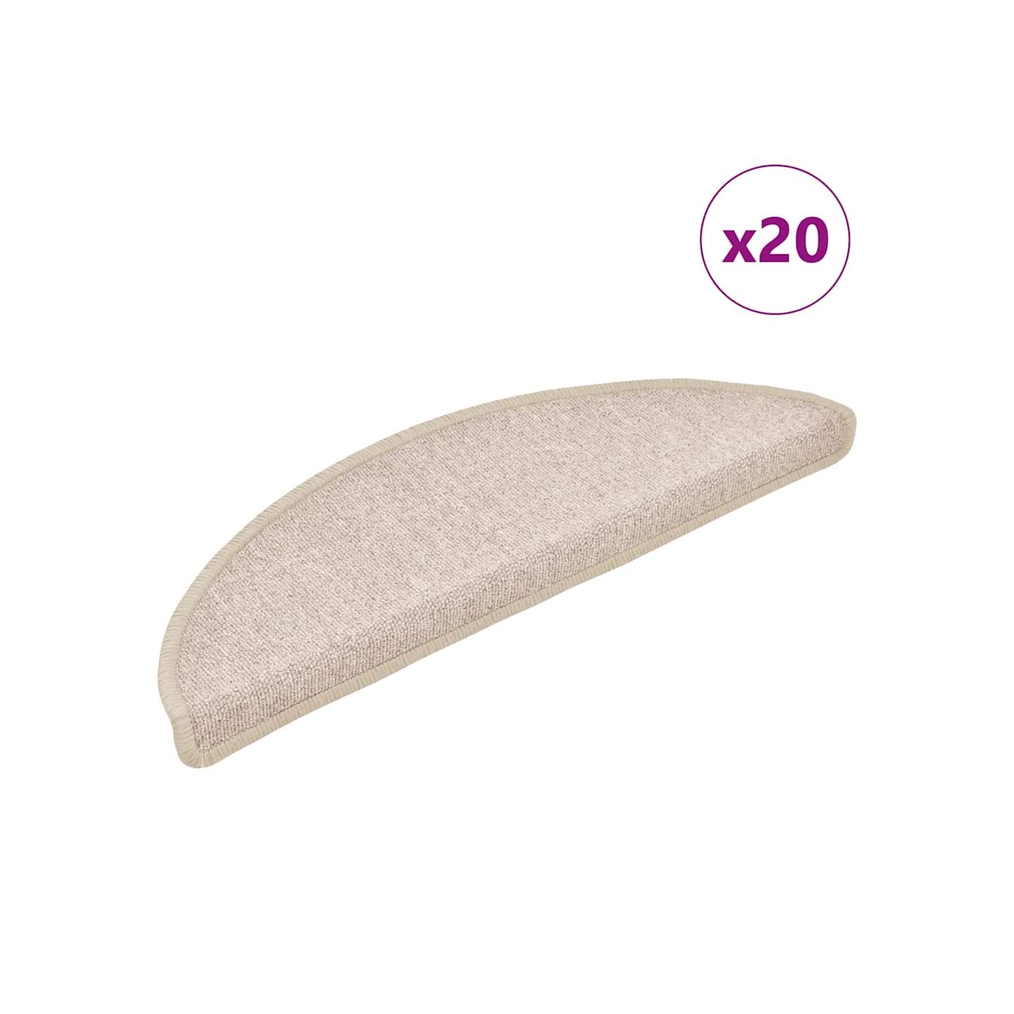 Tapis d'escalier 20 pièces 56 x 17 x 3 cm Taupe Demi-rond