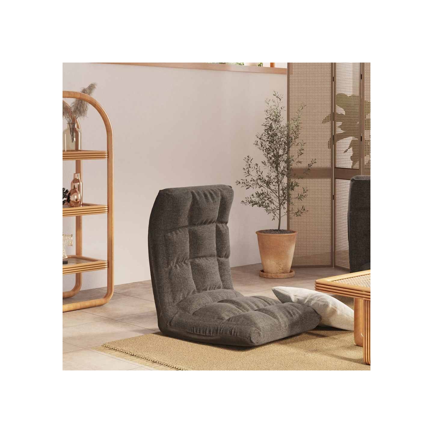 Chaise pliable de sol Gris foncé Tissu