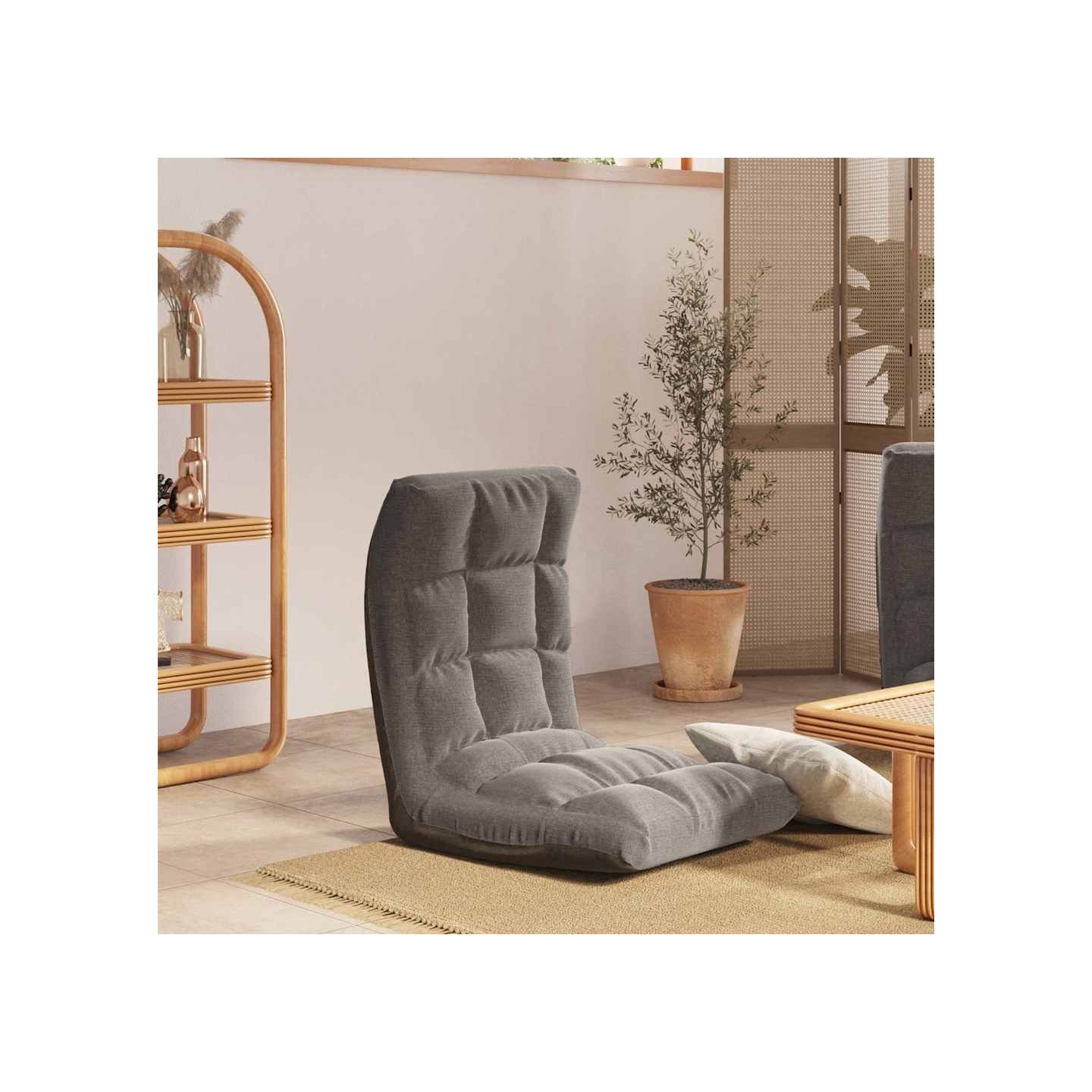 Chaise pliable de sol Gris clair Tissu
