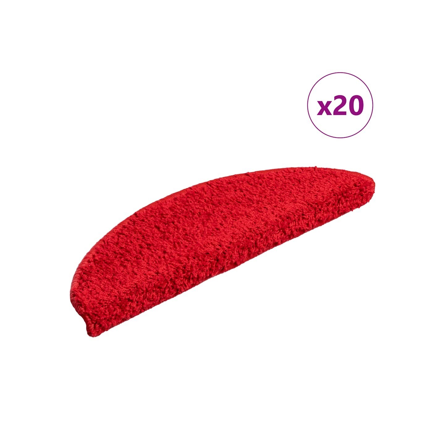 Tapis d'escalier 20 pièces 56 x 17 x 3 cm Rouge Demi-rond