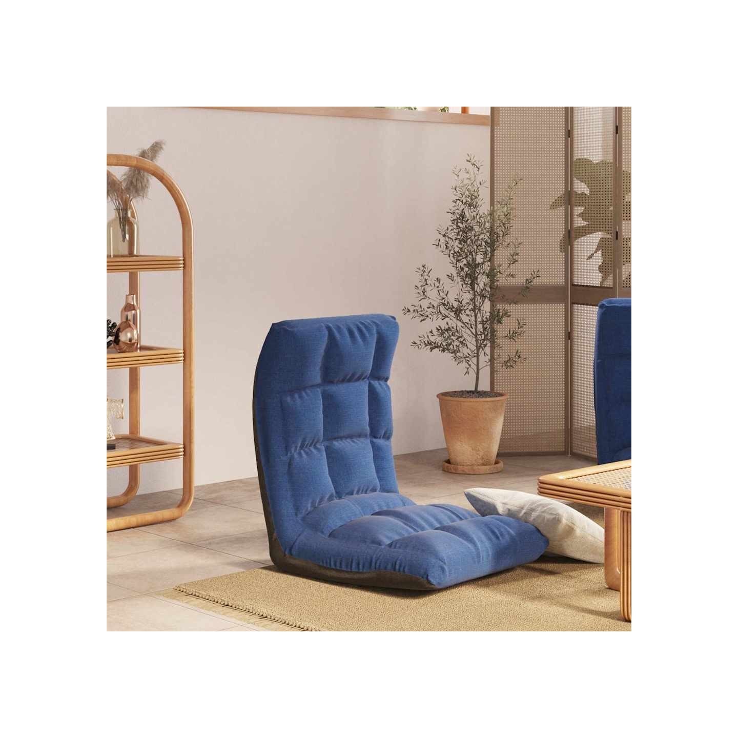 Chaise pliable de sol Bleu Tissu