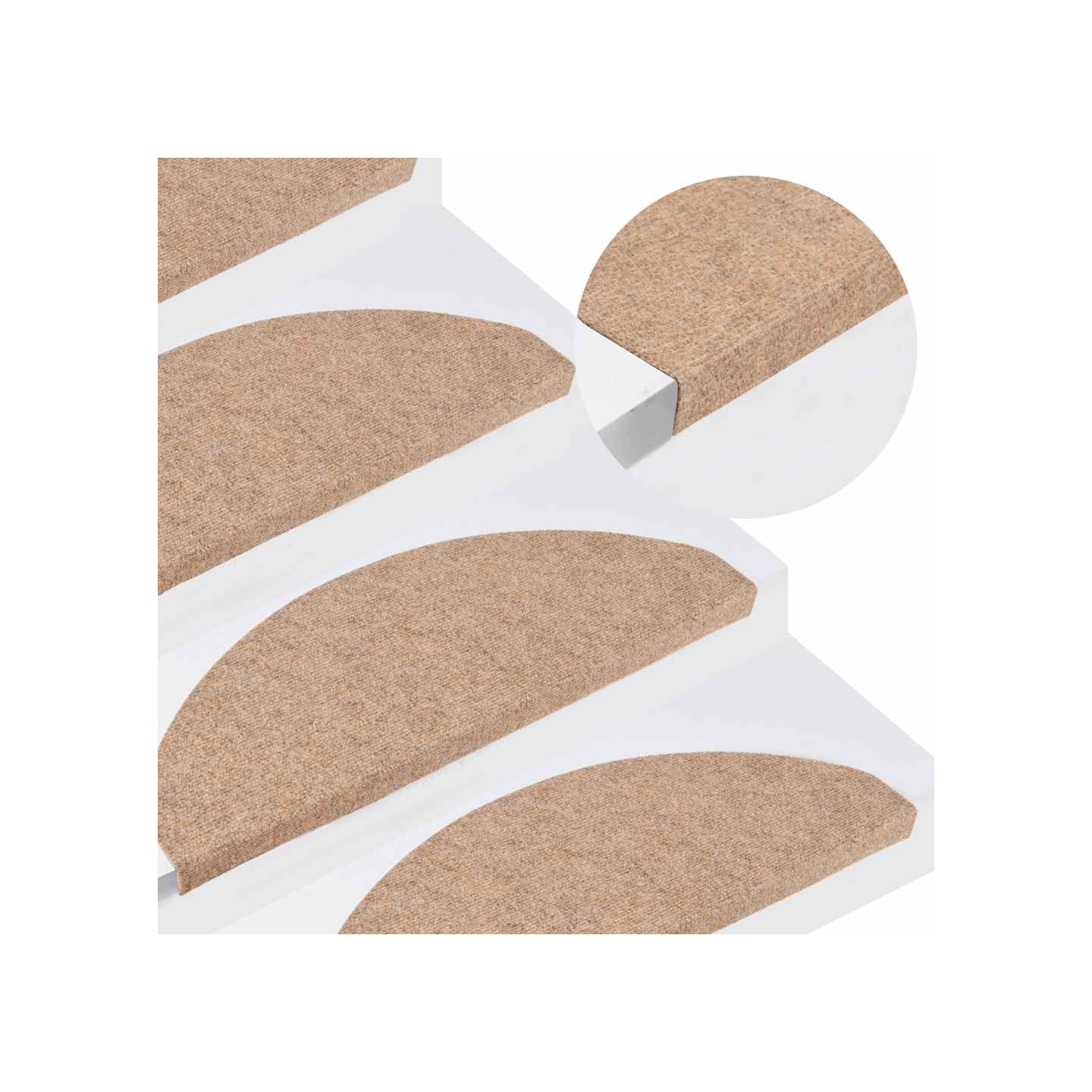 Tapis d'escalier auto-adhésifs 30 pcs beige 65x22,5x3,5 cm