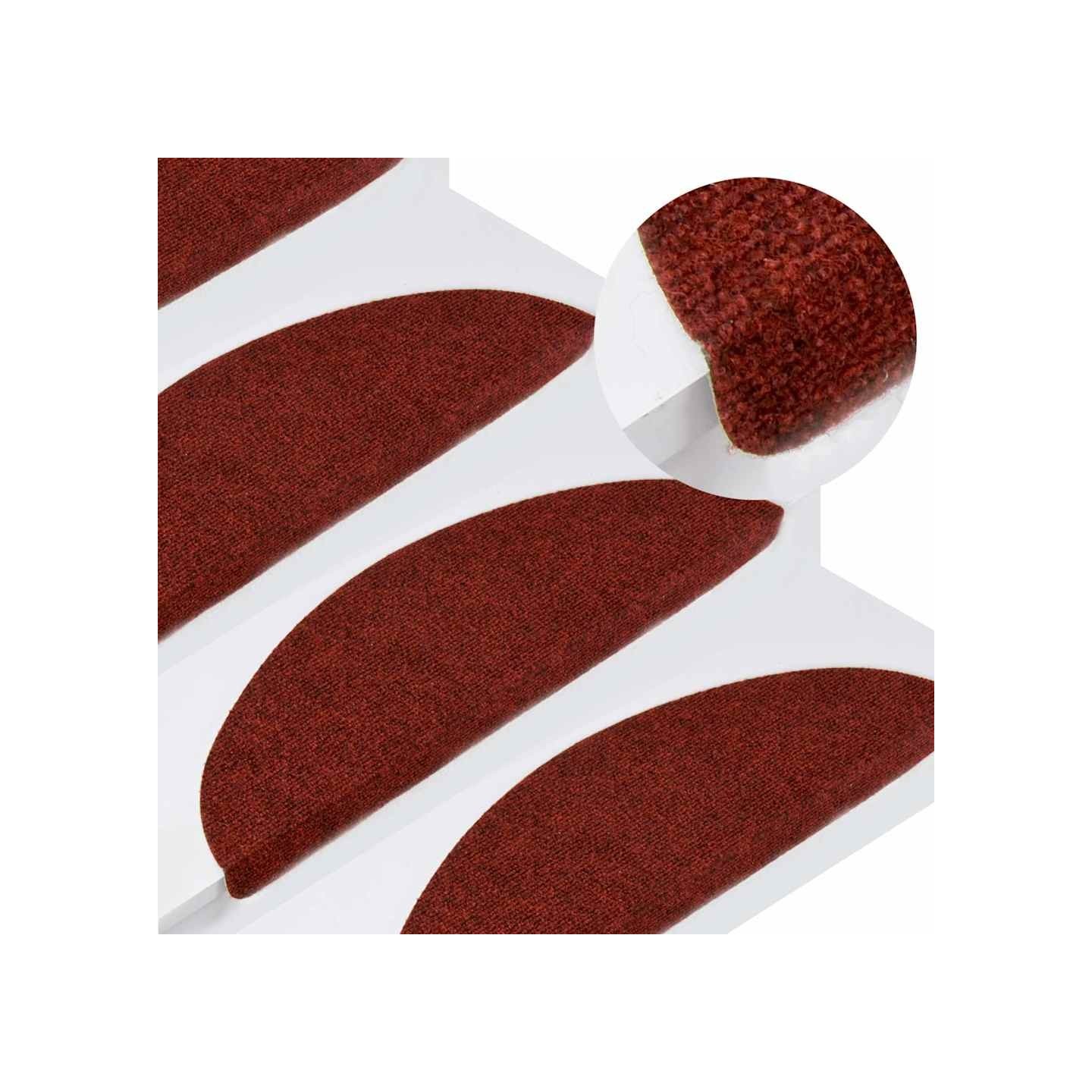 Tapis d'escalier autocollants 30 pcs rouge 56x17x3 cm