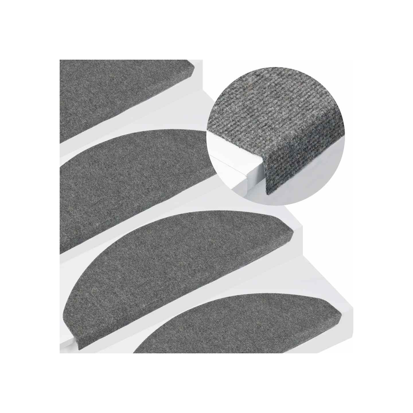 Tapis d'escalier auto-adhésifs 20 pcs gris 65x22,5x3,5 cm