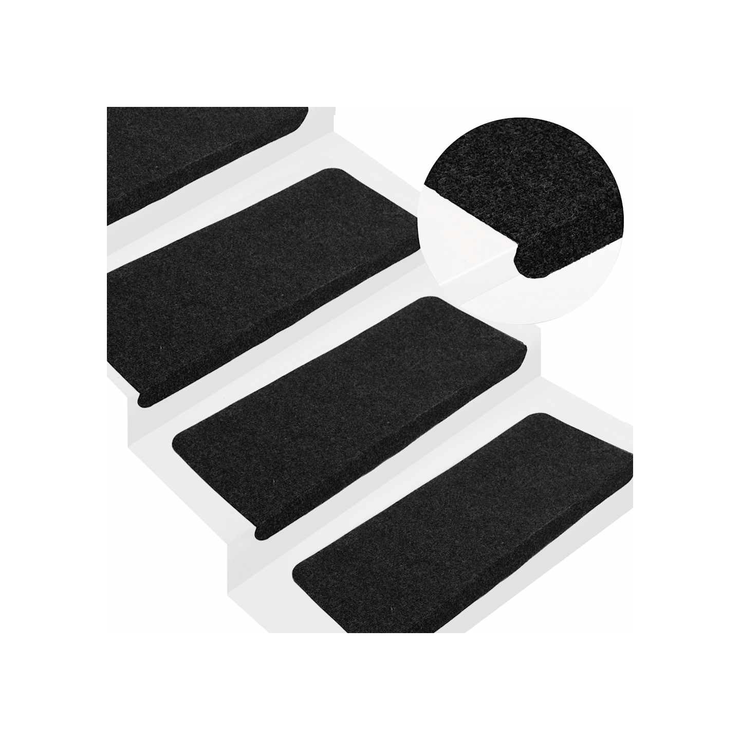 Tapis d'escalier auto-adhésifs 30 pcs noir 65x24,5x3,5 cm