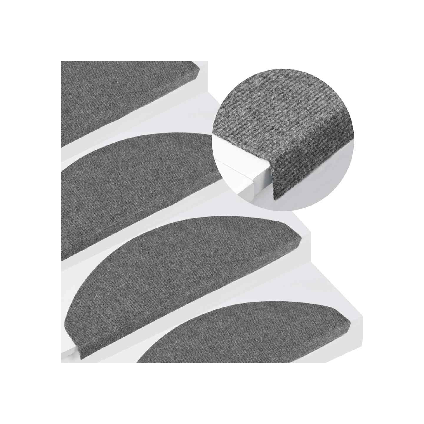 Tapis d'escalier auto-adhésifs 30 pcs gris 65x22,5x3,5 cm