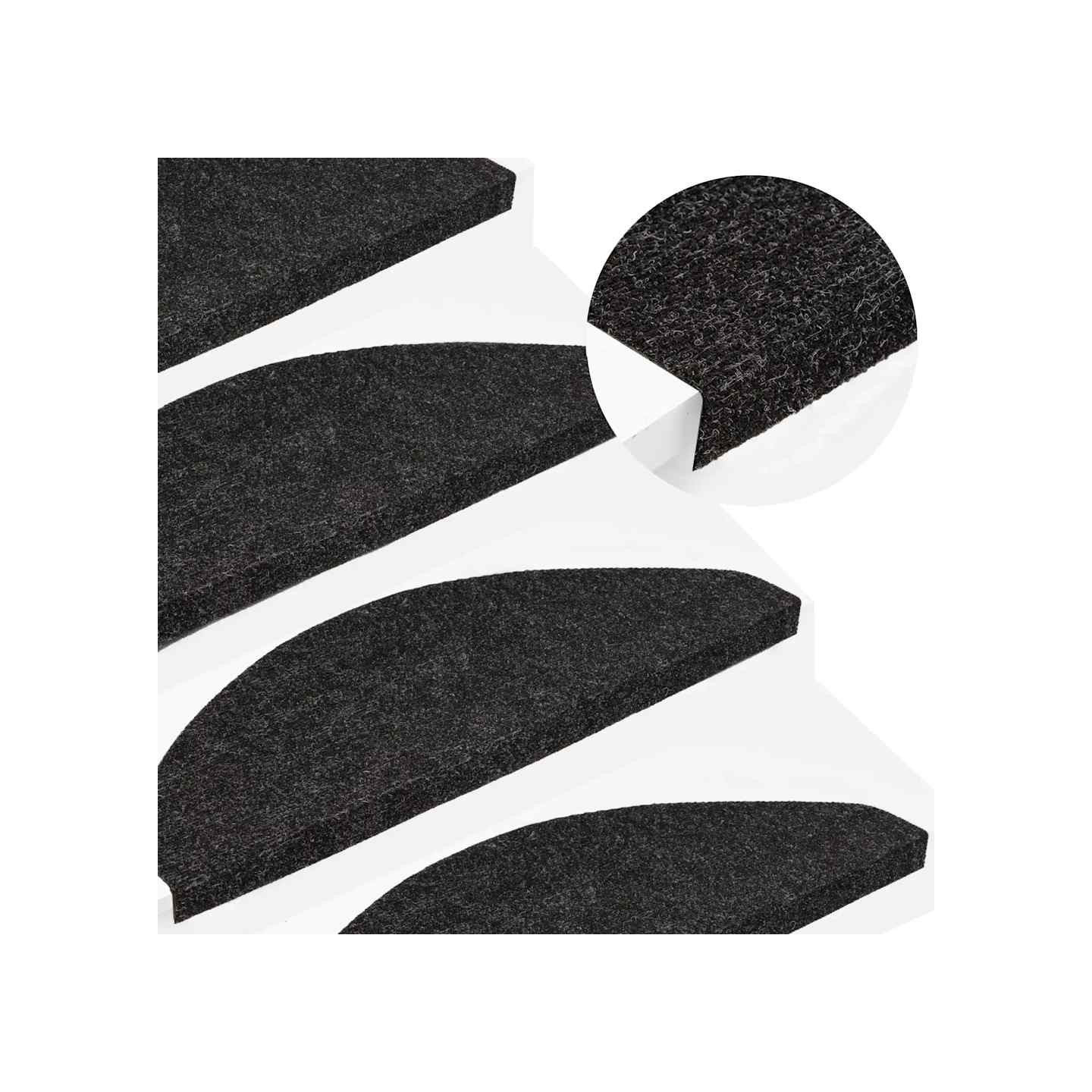 Tapis d'escalier auto-adhésifs 20 pcs noir 56x17x3 cm